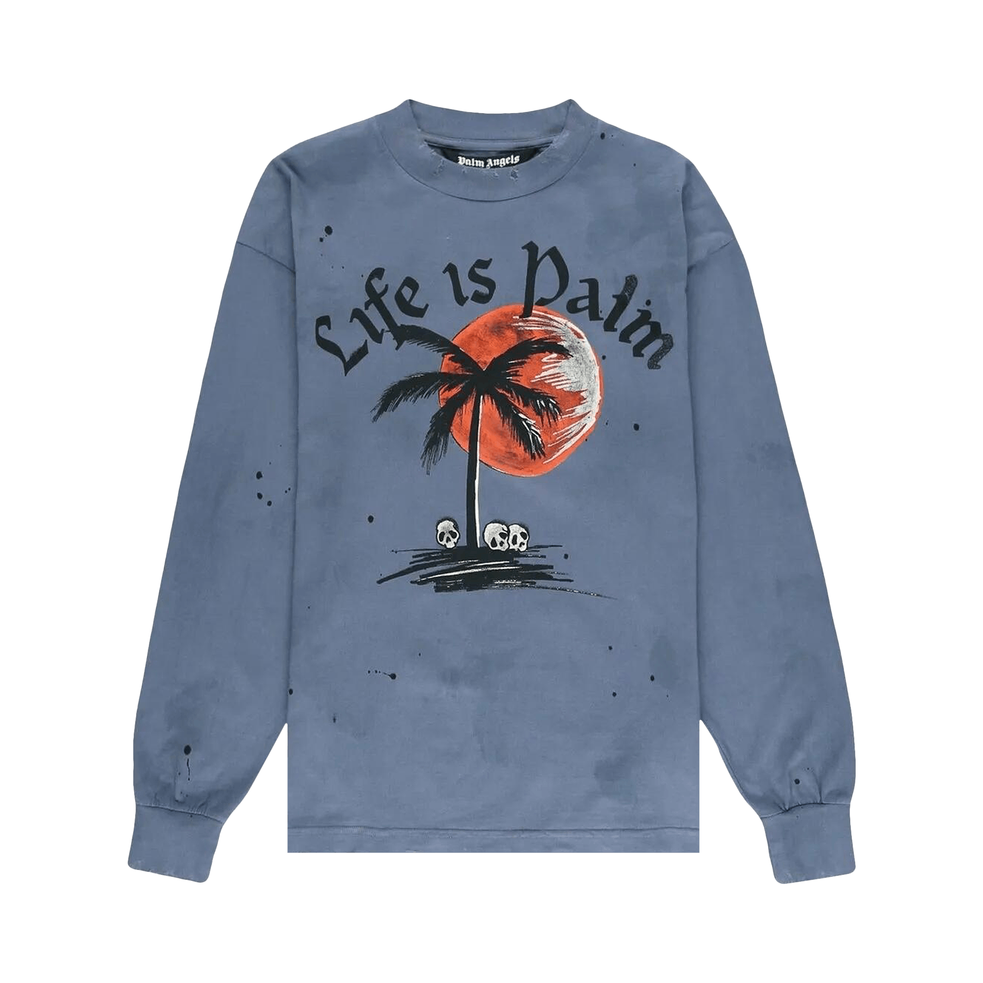 Palm Angels Sunset Palm Classic Long-Sleeve Tee 'Indigo'