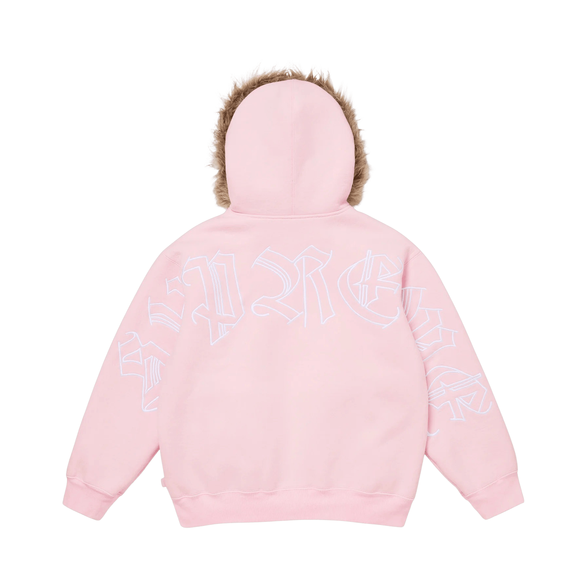 Supreme Faux Fur Zip Up Hooded Sweatshirt 'Light Pink'