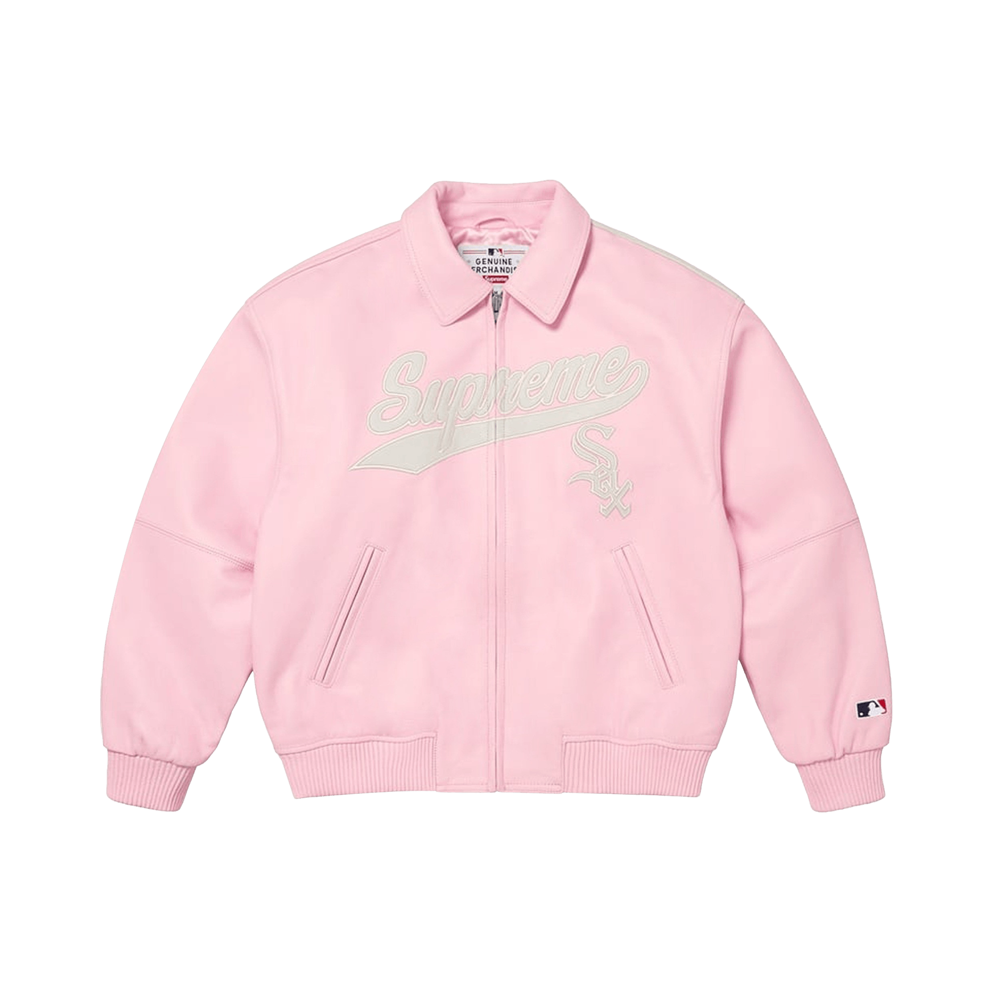 Supreme x Chicago White Sox Leather Varsity Jacket 'Pink'