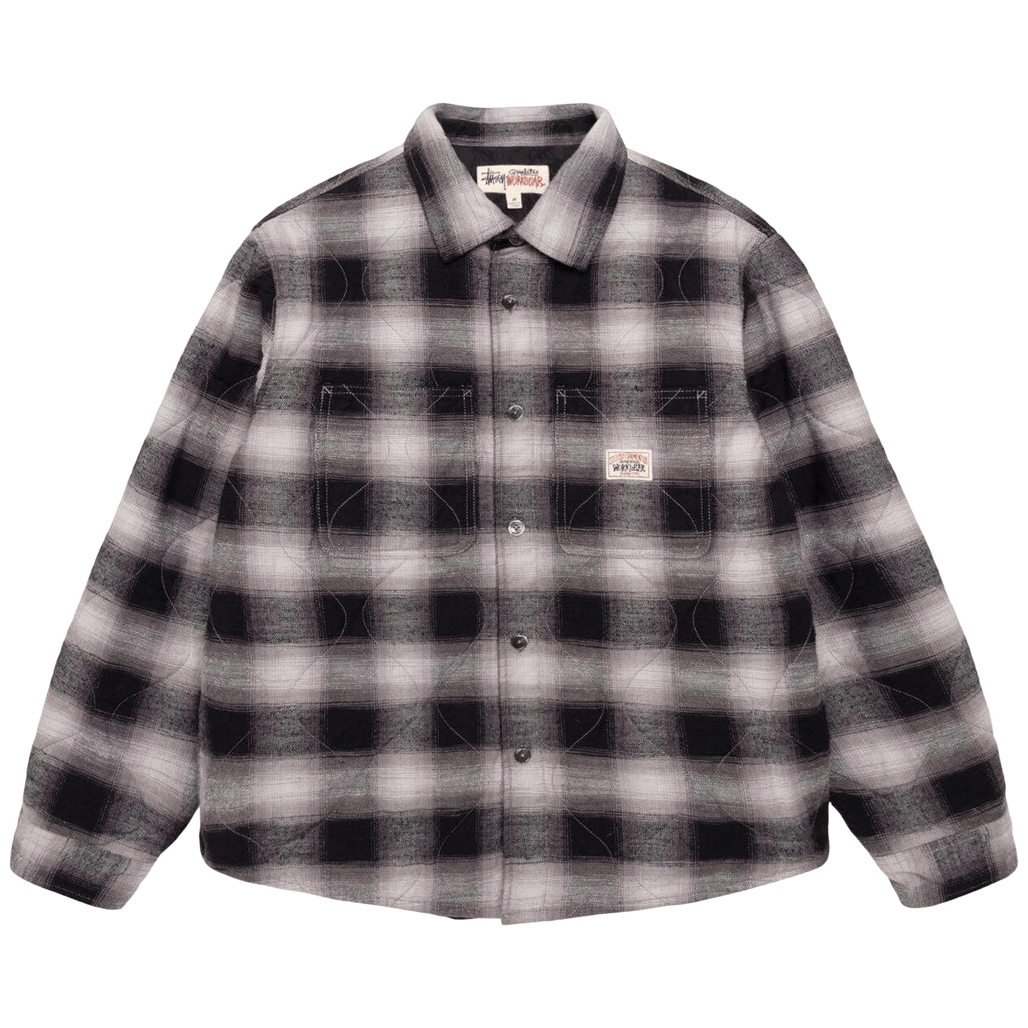 Stussy Quilted Plaid Shirt Jacket 'Grey'