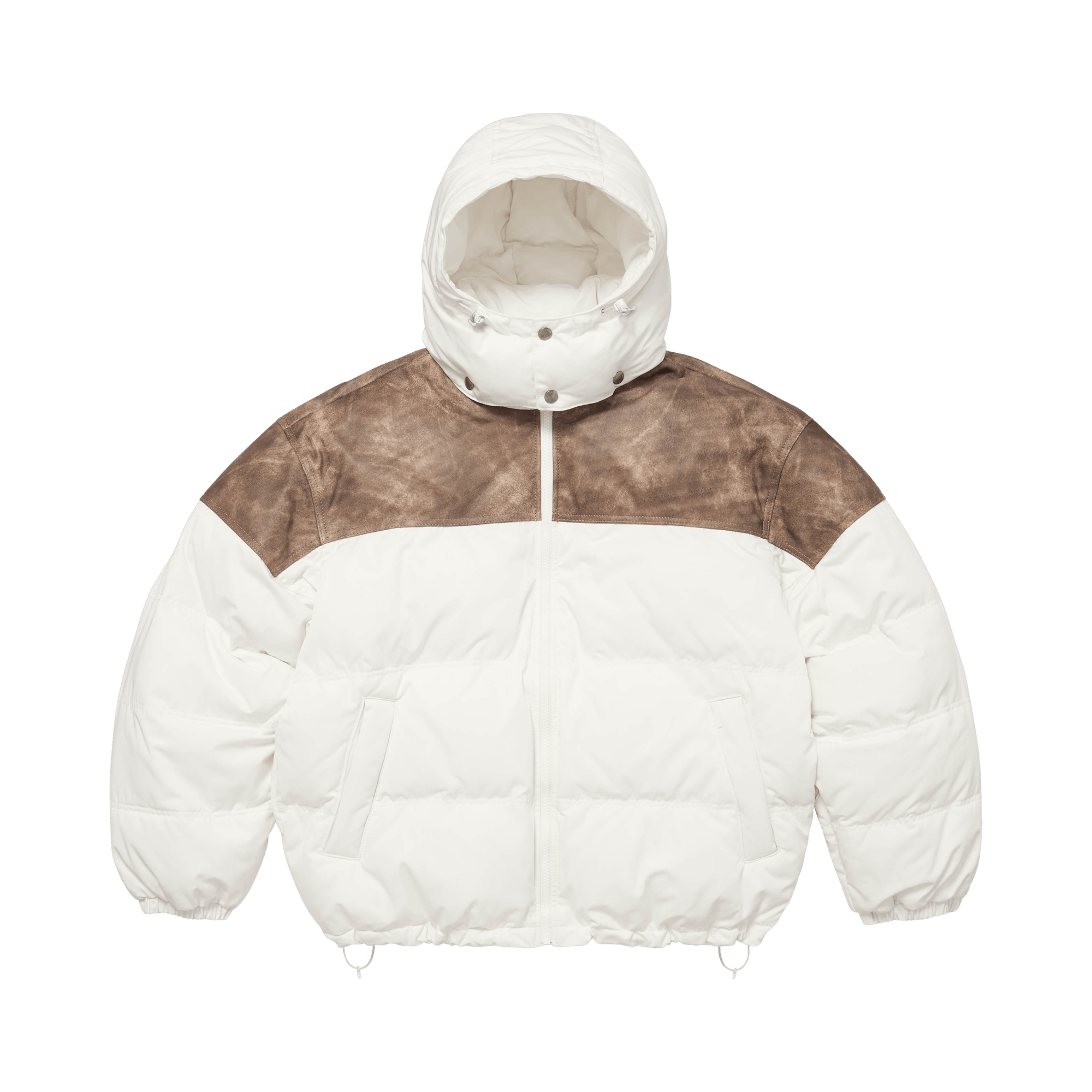 Supreme Leather Yoke Puffer Jacket 'White'