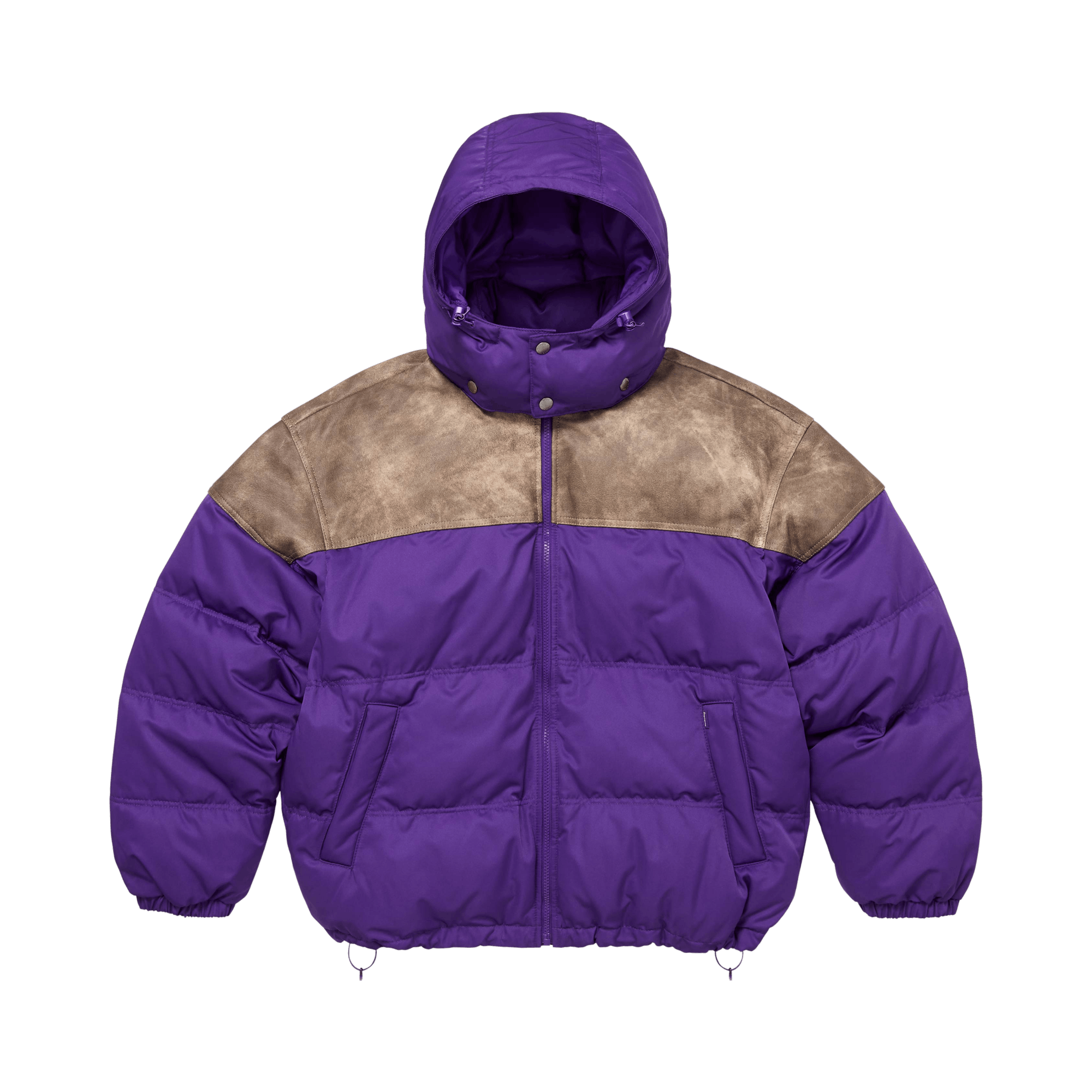 Supreme Leather Yoke Puffer Jacket 'Purple'