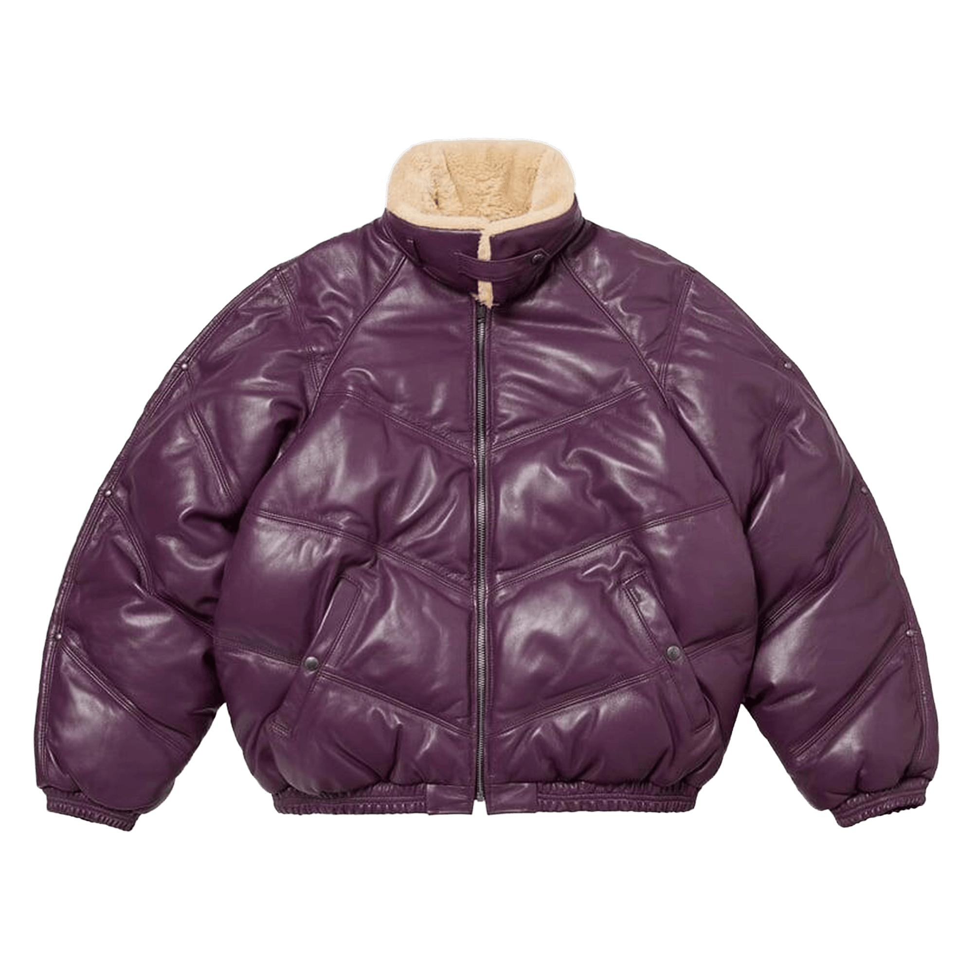 Supreme x Schott Chevron Leather Down Puffer Jacket 'Purple'