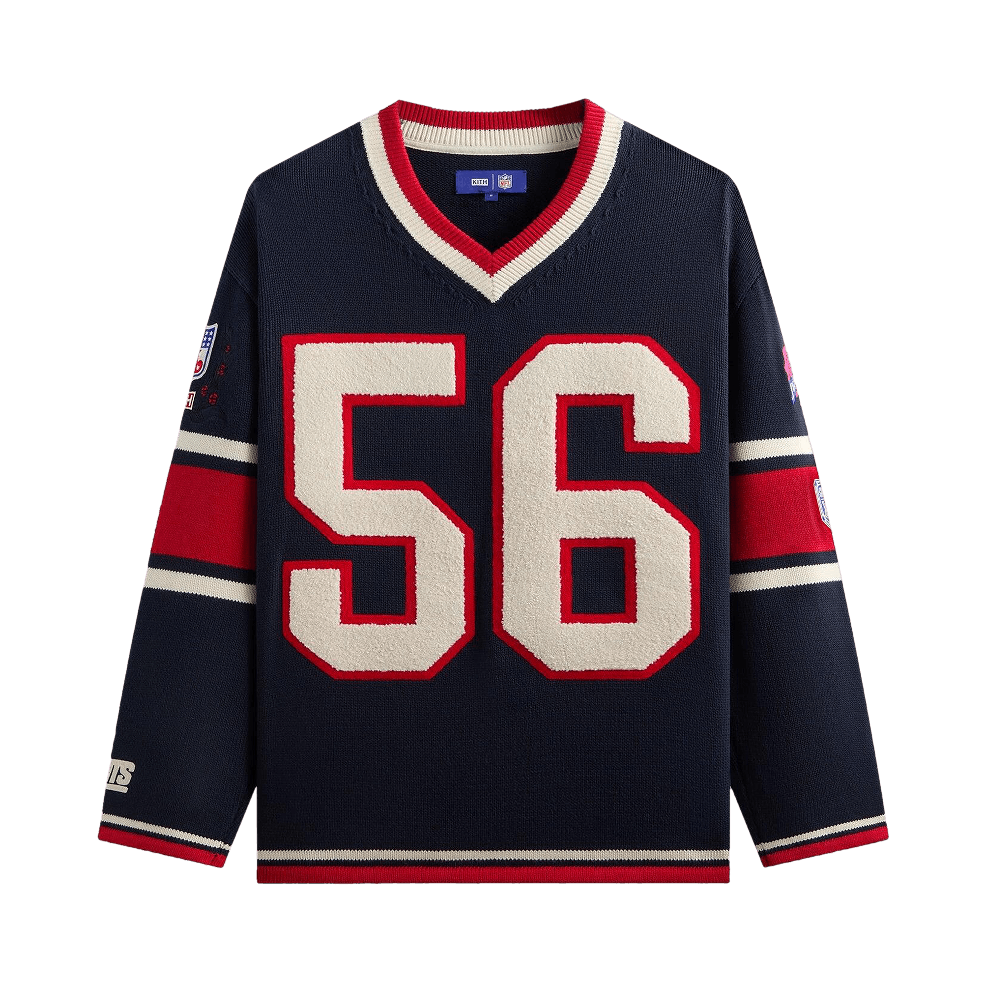 Kith For The NFL New York Giants V-Neck Beau Knit Sweater 'Nocturnal'
