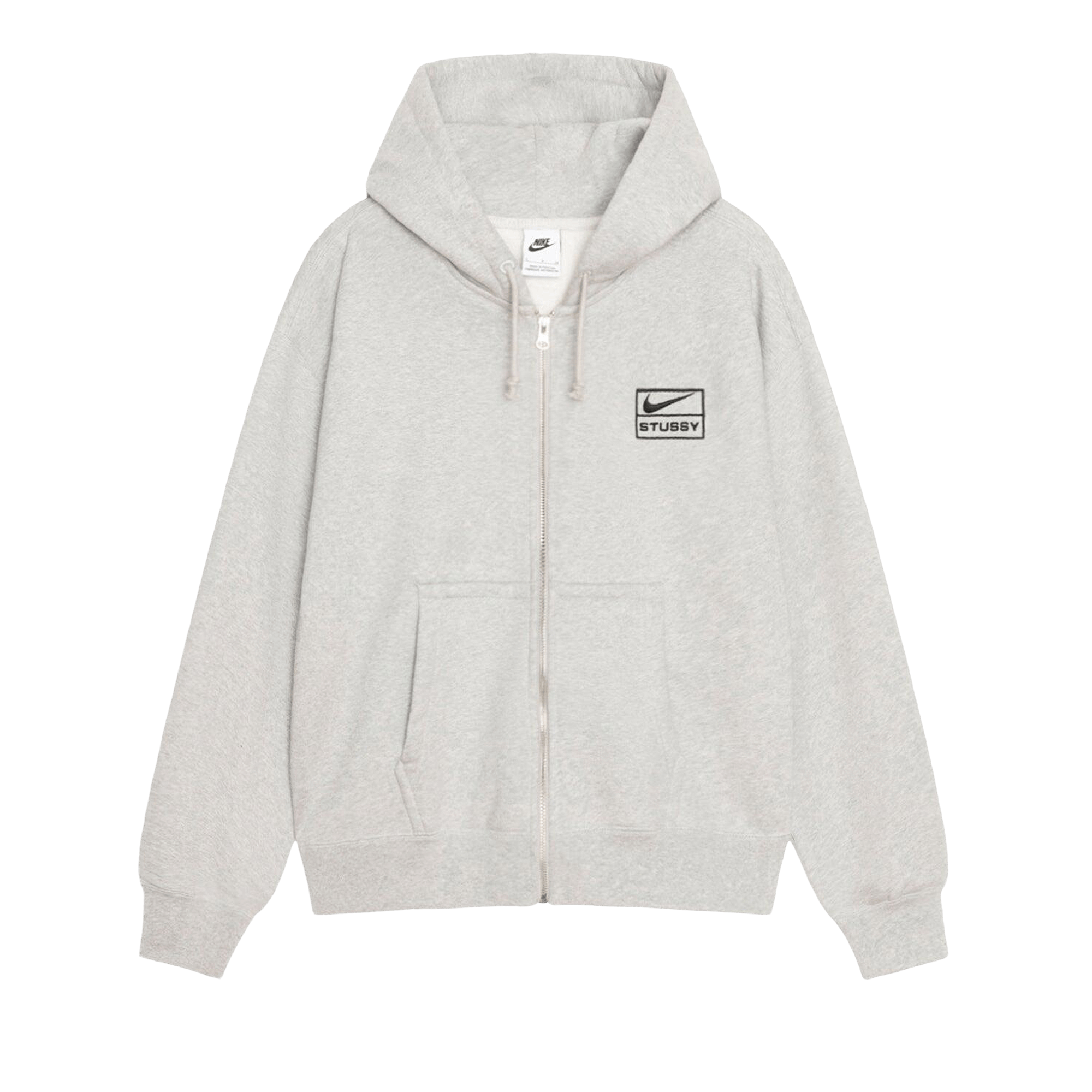 Stussy x Nike Fleece Zip Hoodie 'Grey Heather'