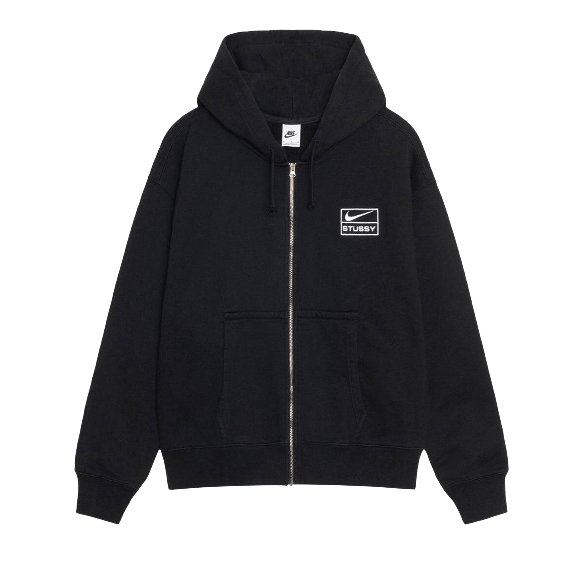 Stussy x Nike Stone Washed Fleece Zip Hoodie 'Black'