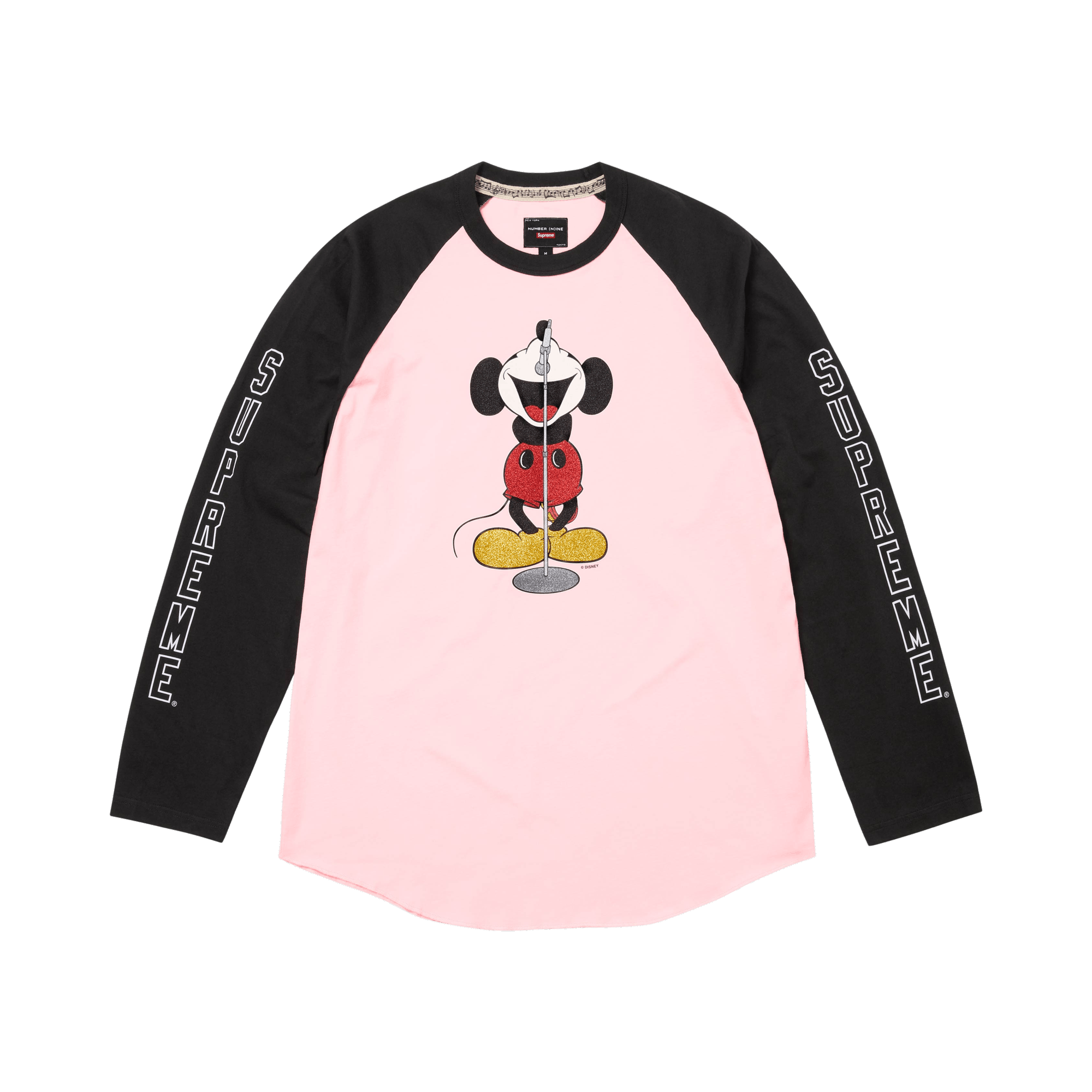 Supreme x Number (N)Ine x Mickey Mouse Raglan Long-Sleeve Top 'Pink'