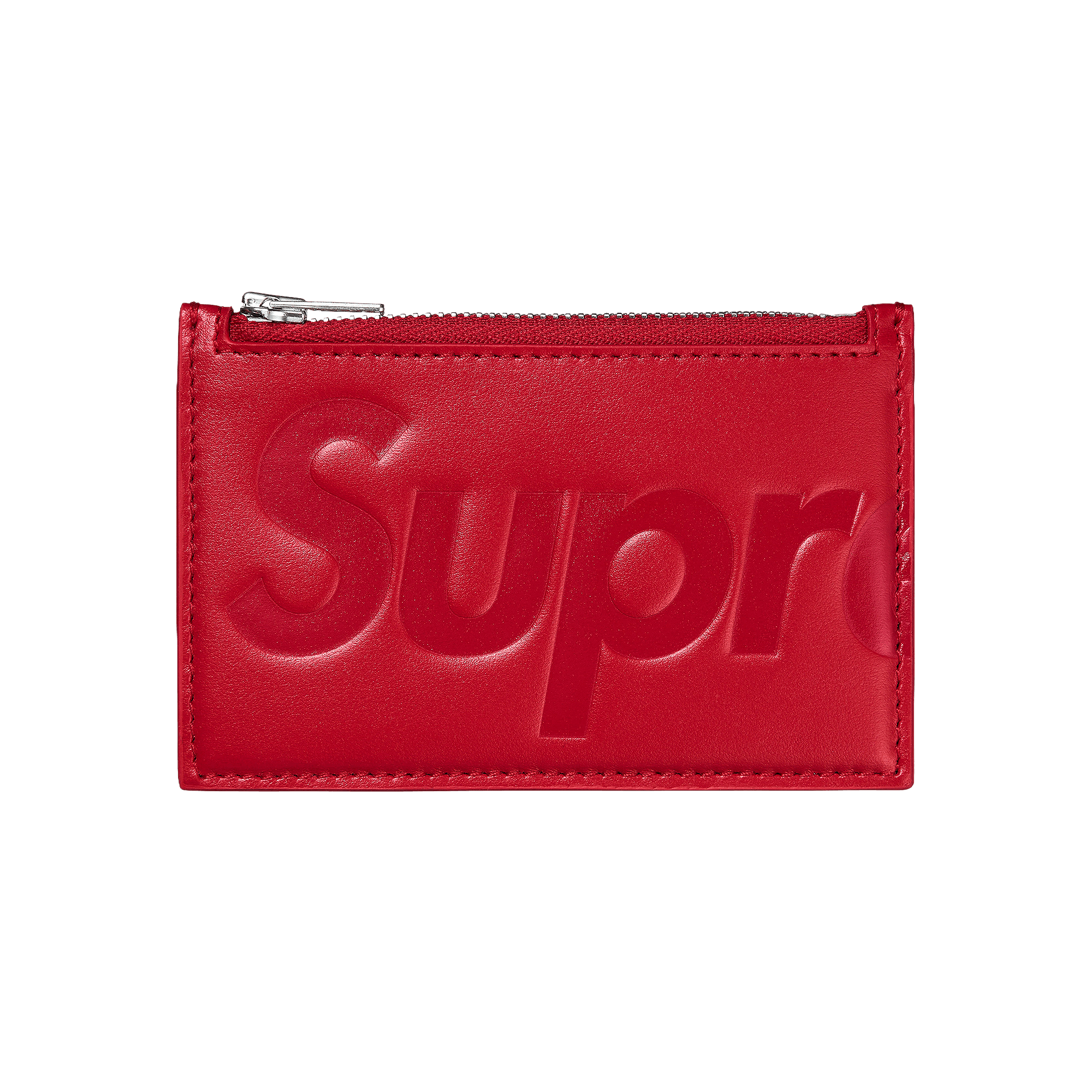 Supreme Leather Zip Card Holder 'Red'