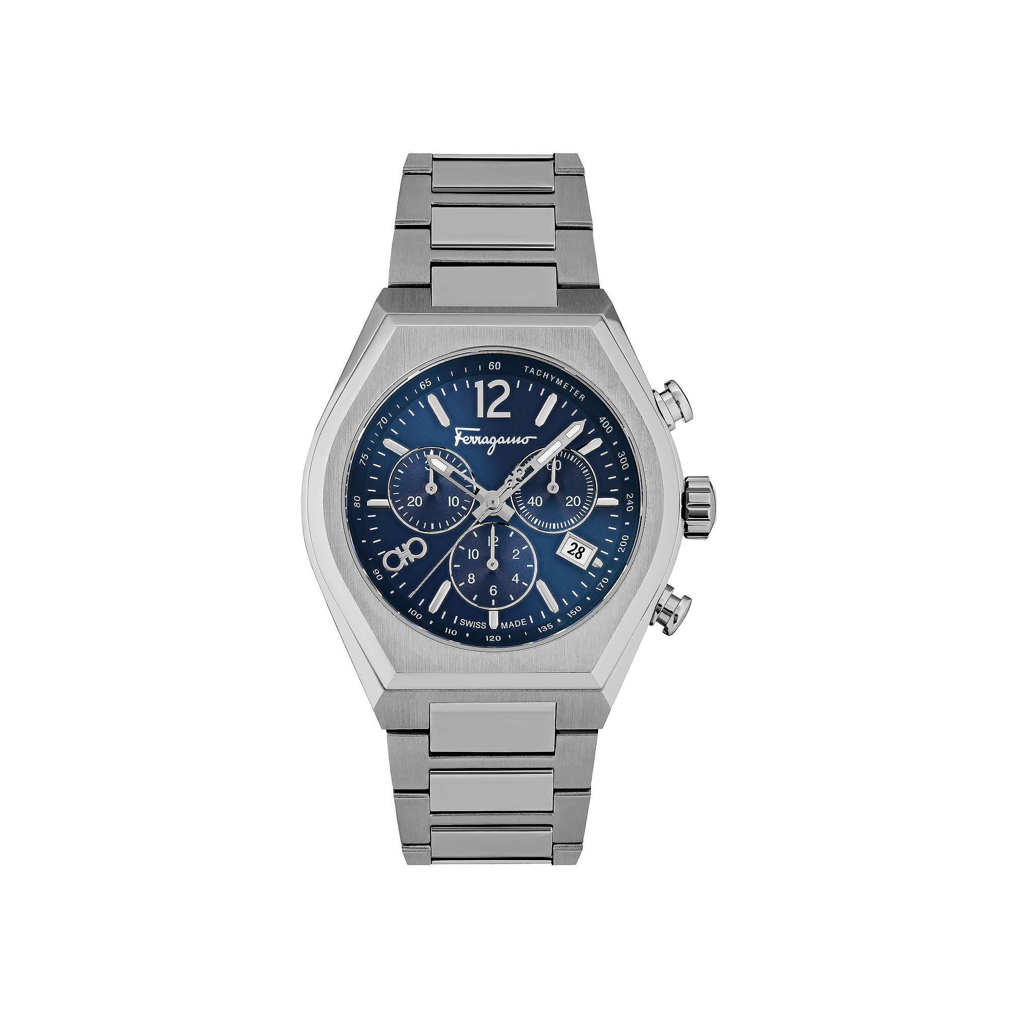 Ferragamo Tonneau Chrono Bracelet Watch 'Stainless Steel'