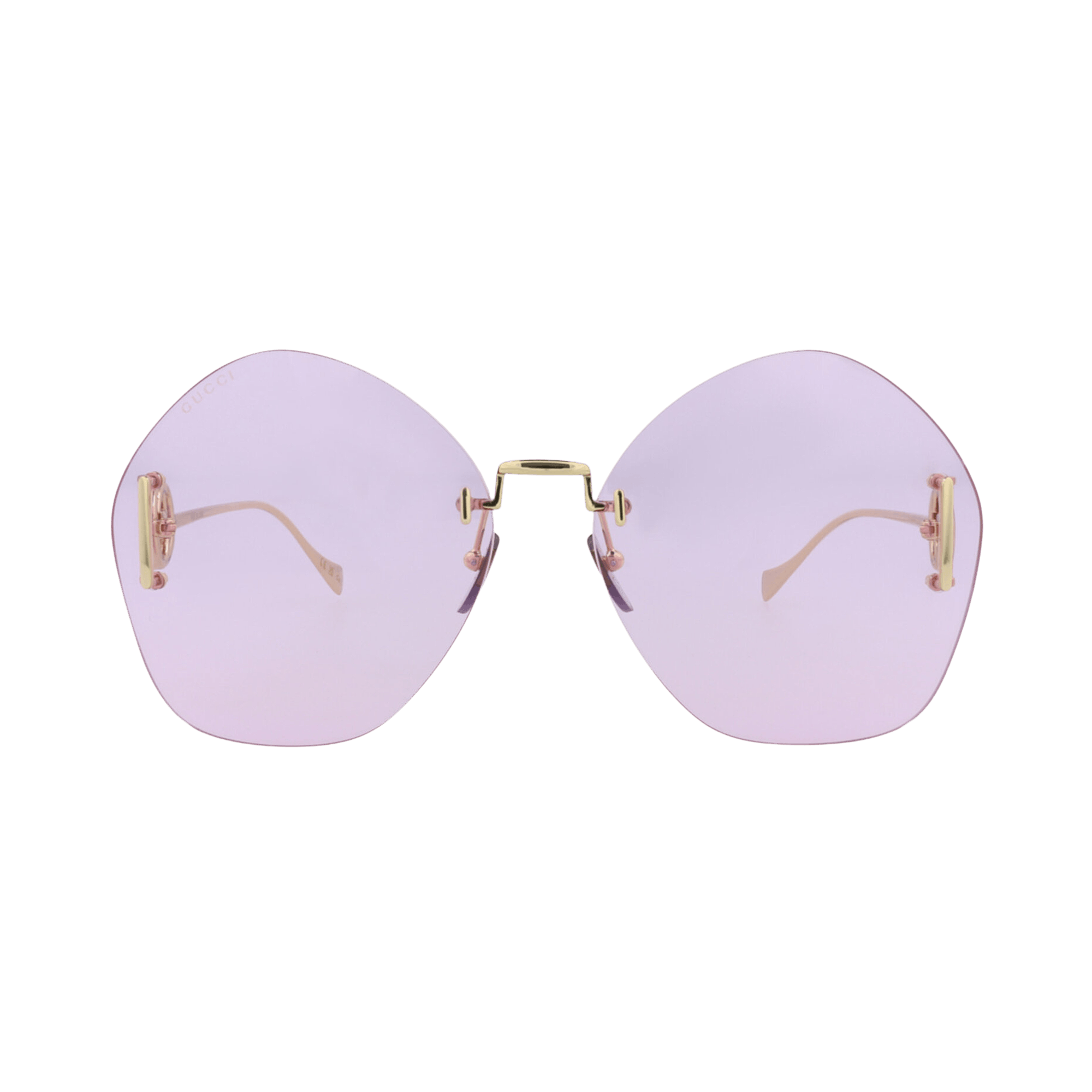 Gucci Round Frame Metal Sunglasses 'Gold/Violet'