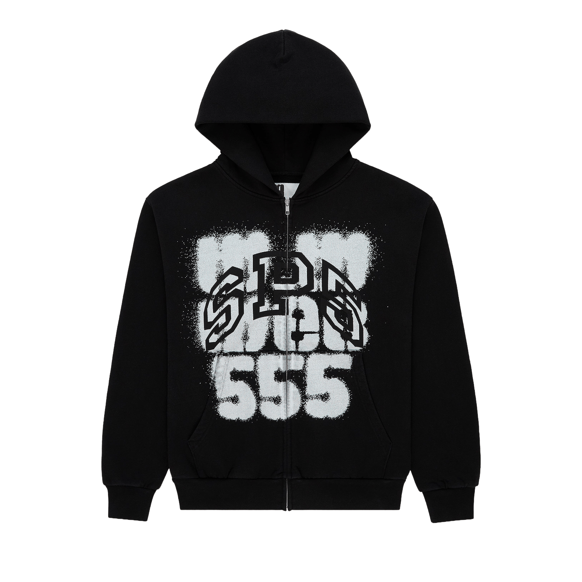 Sp5der Sp555 Zip Hoodie 'Black'