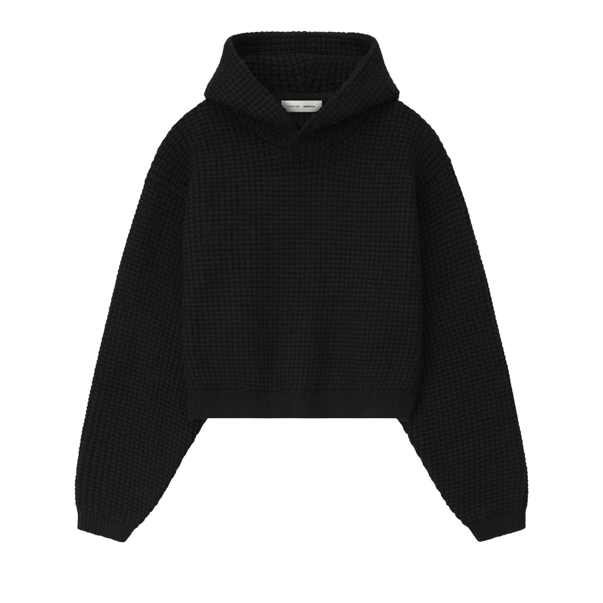 Fear of God Essentials Heavy Waffle 90's Hoodie 'Vintage Black'