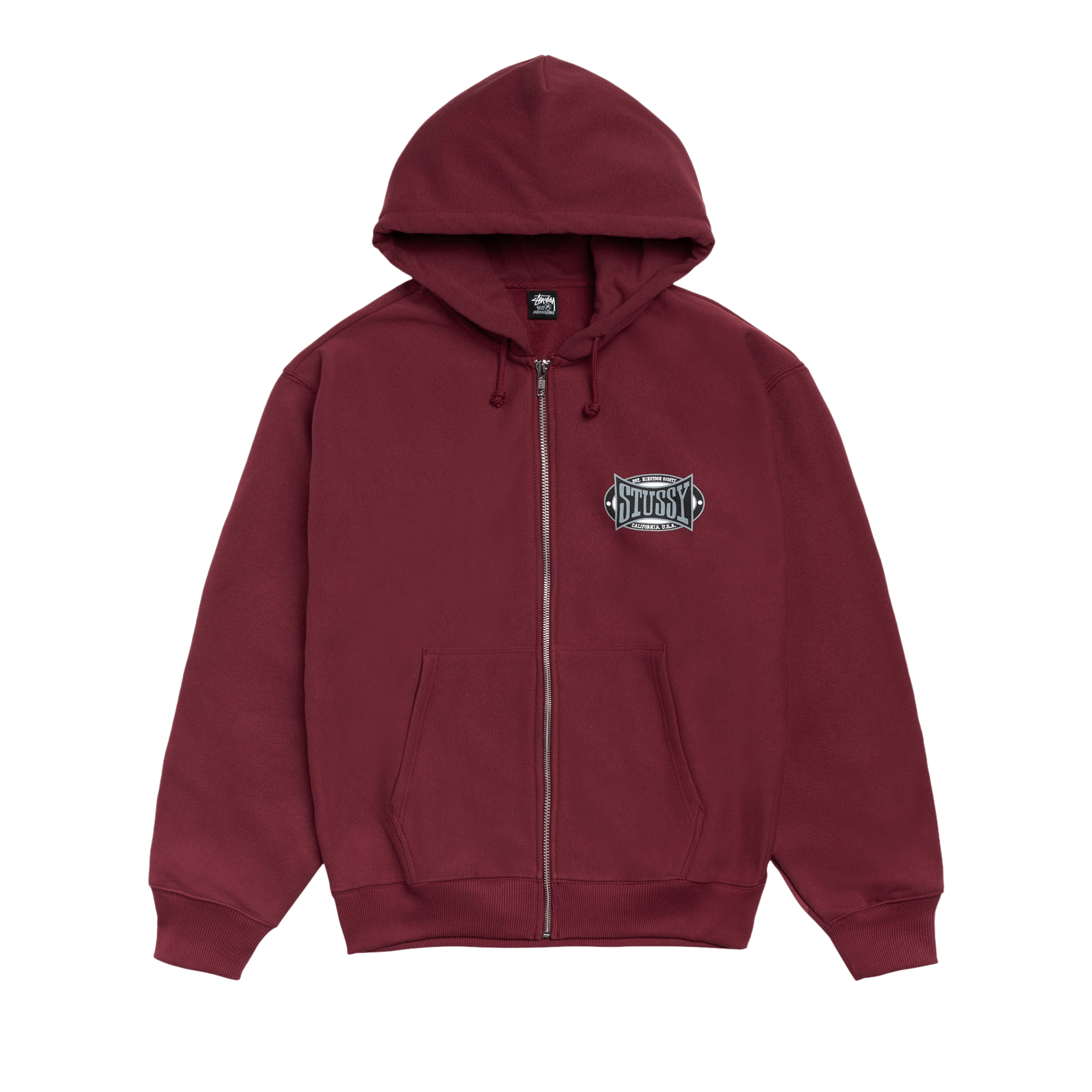 Stussy Champion Oval Zip Hoodie 'Wine'