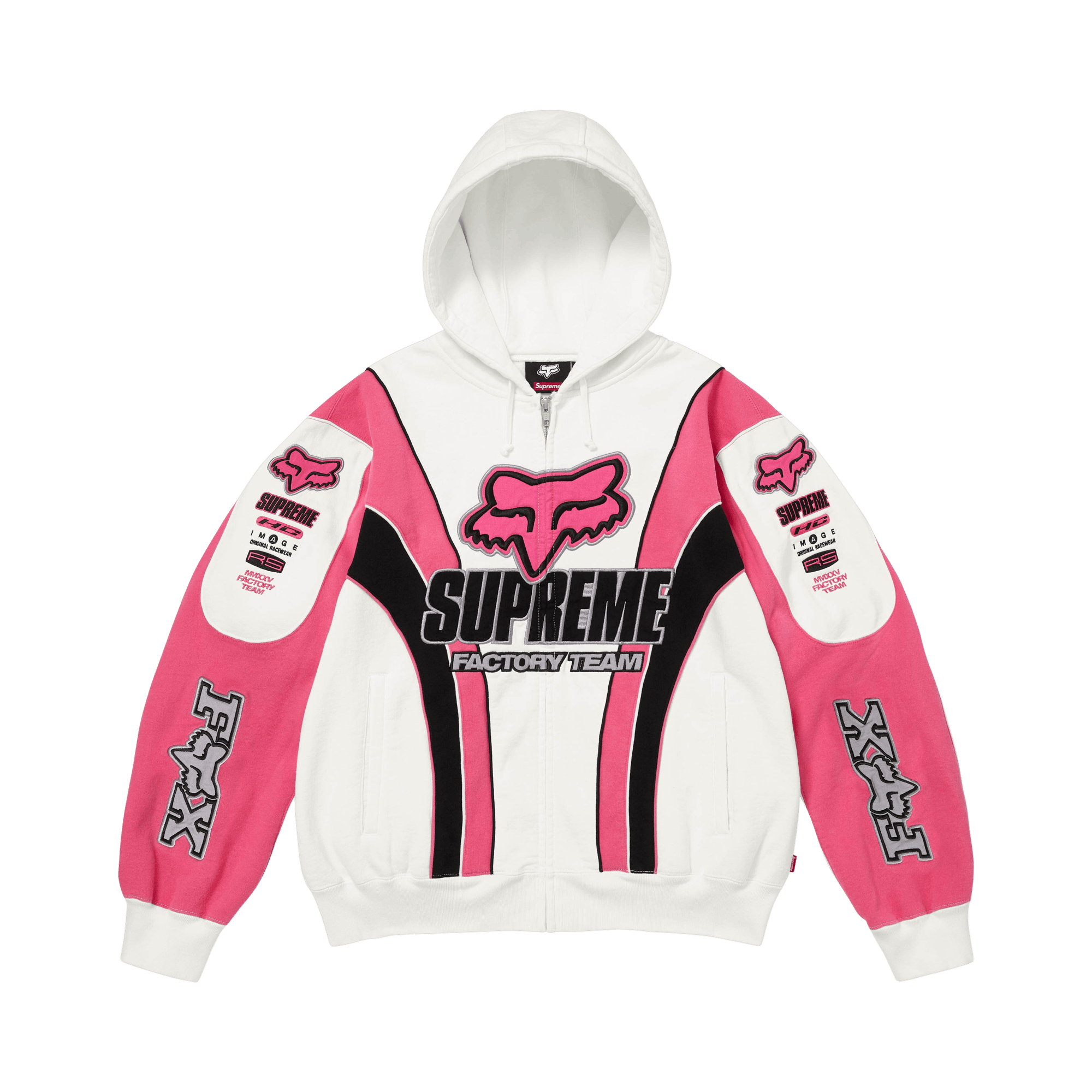 Supreme x Fox Racing Zip Up Hooded Sweatshirt 'White'