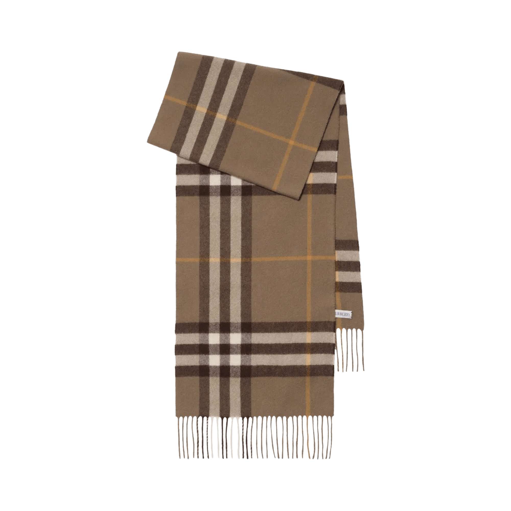 Burberry Check Fringed Edge Scarf 'Vole Brown'