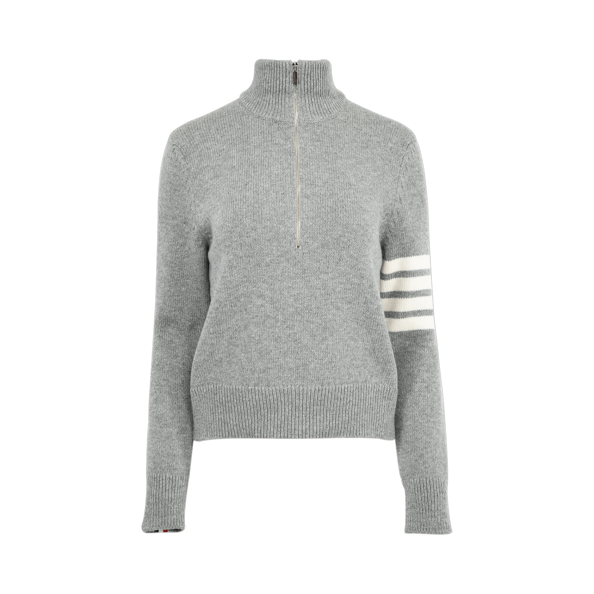 Thom Browne 4 Bar Half Zip Pullover in Merino Wool 'Light Grey'