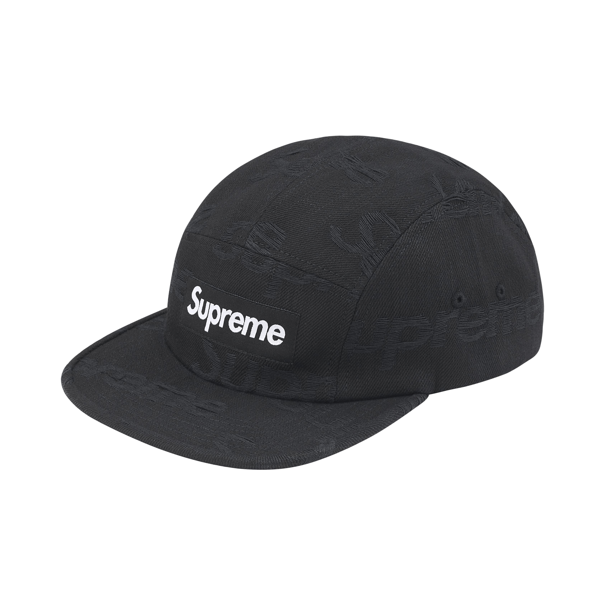 Supreme Jacquard Logos Denim Camp Cap 'Black'