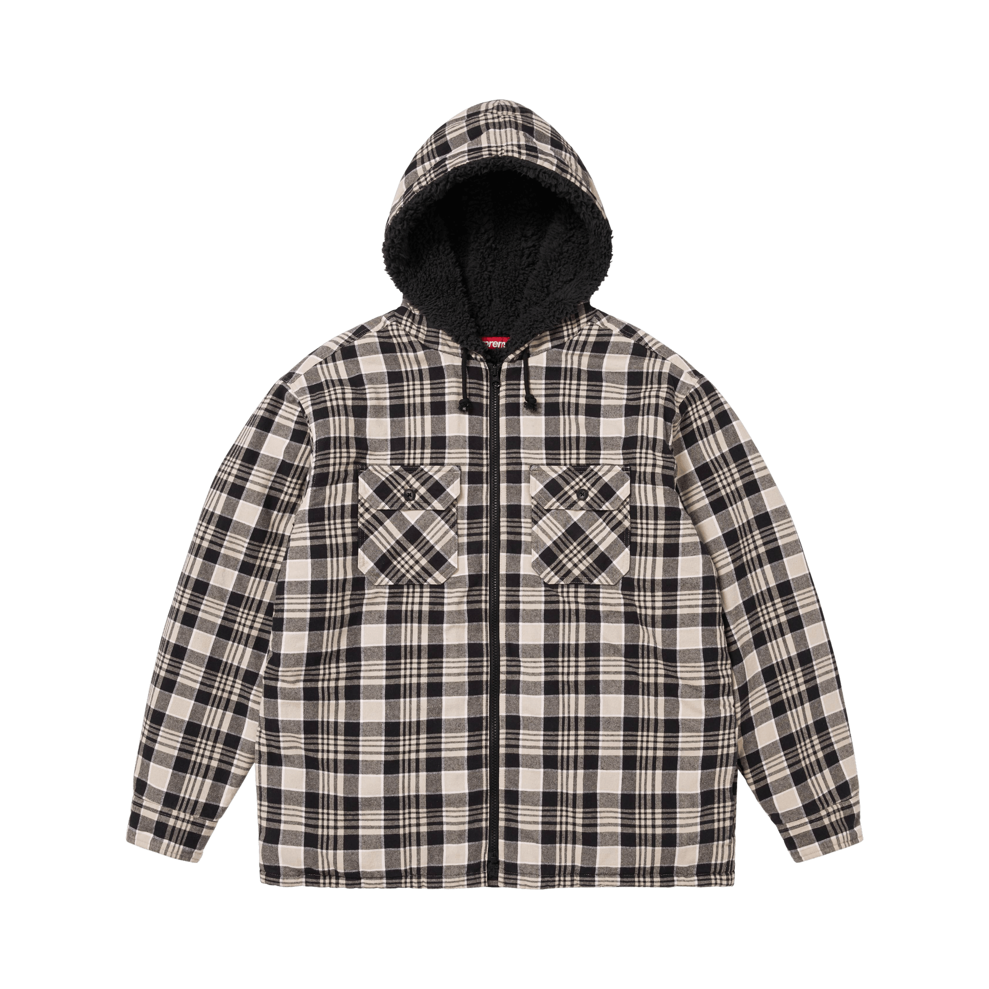 Supreme Lined Zip Up Hooded Flannel Shirt 'Light Tan'