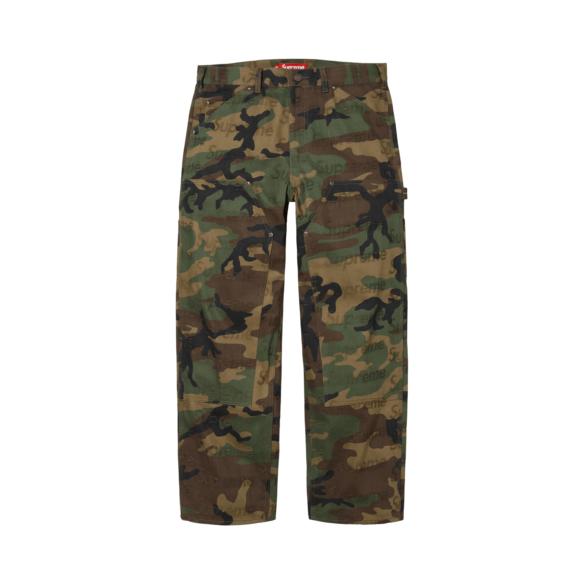 Supreme Jacquard Logos Double Knee Denim Painter Jean 'Woodland Camo'