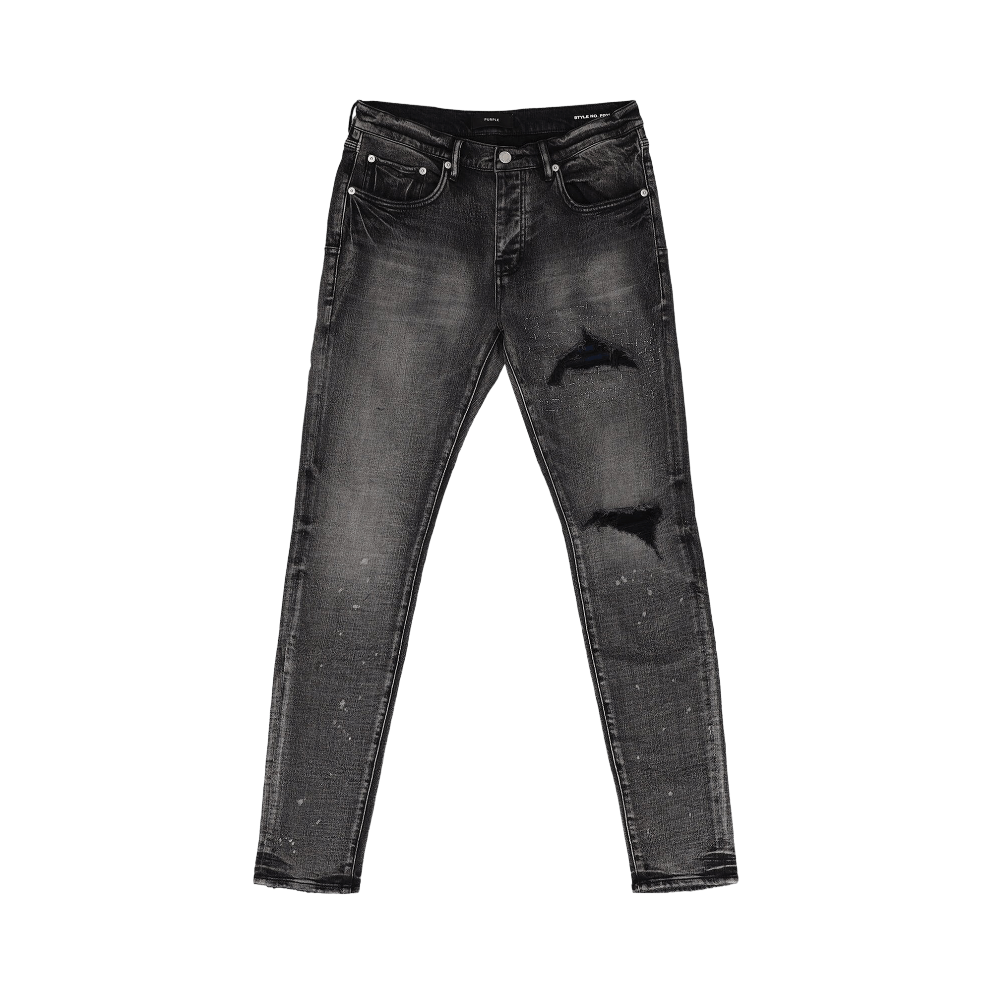 PURPLE BRAND Skinny Plaid Patch 'Black'
