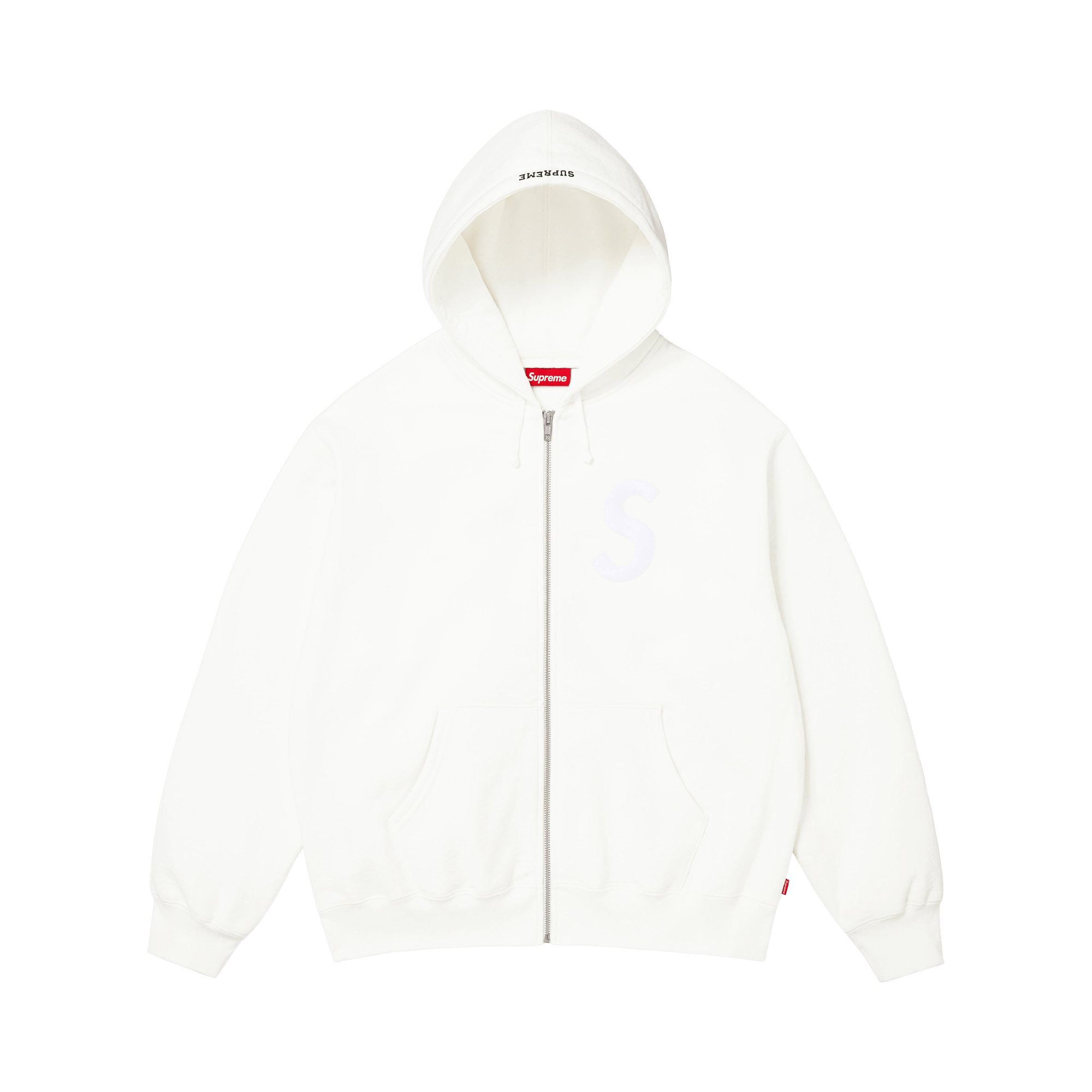 Supreme S Logo Zip Up Hooded Sweatshirt 'White'