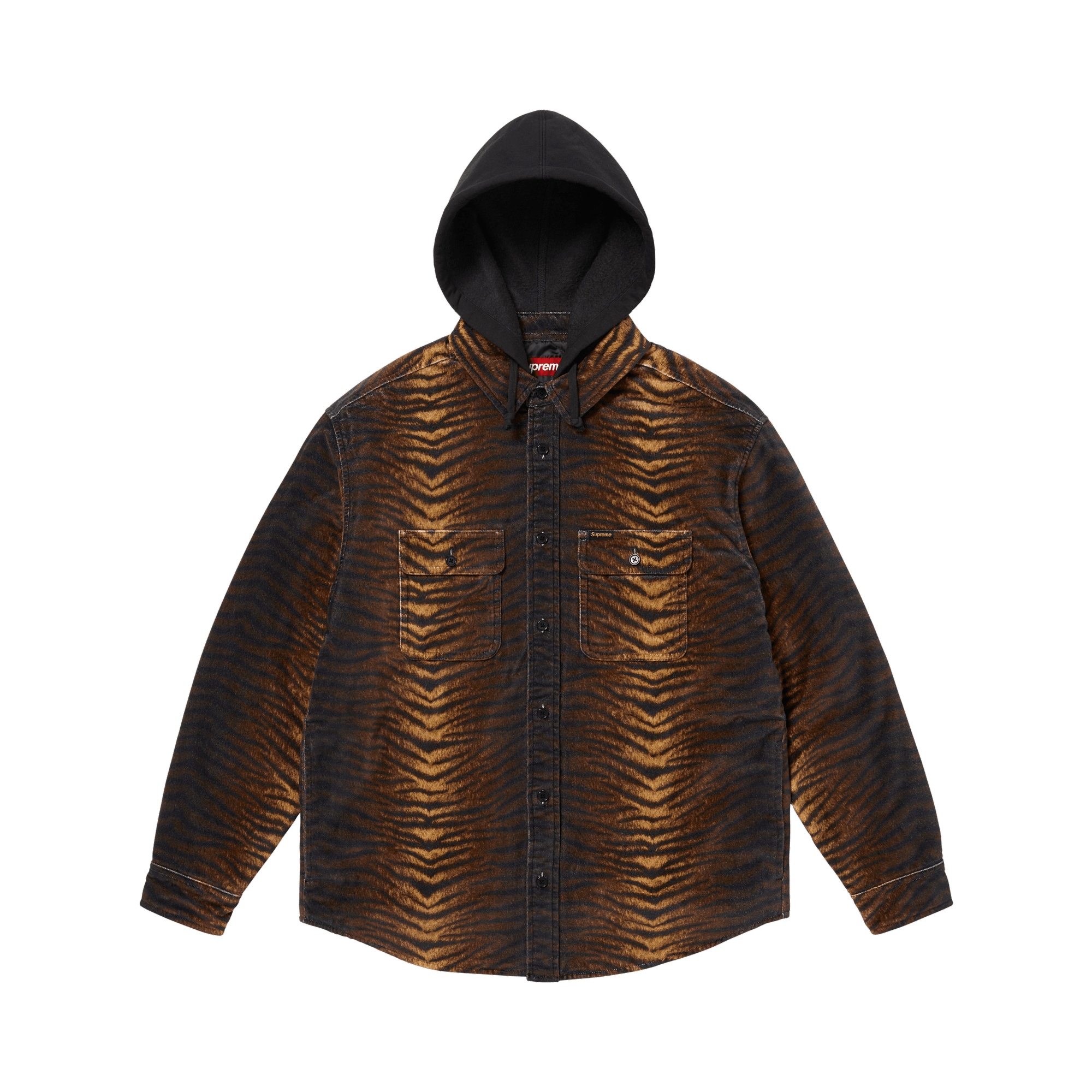 Supreme Quilted Lined Hooded Velvet Shirt 'Tiger'