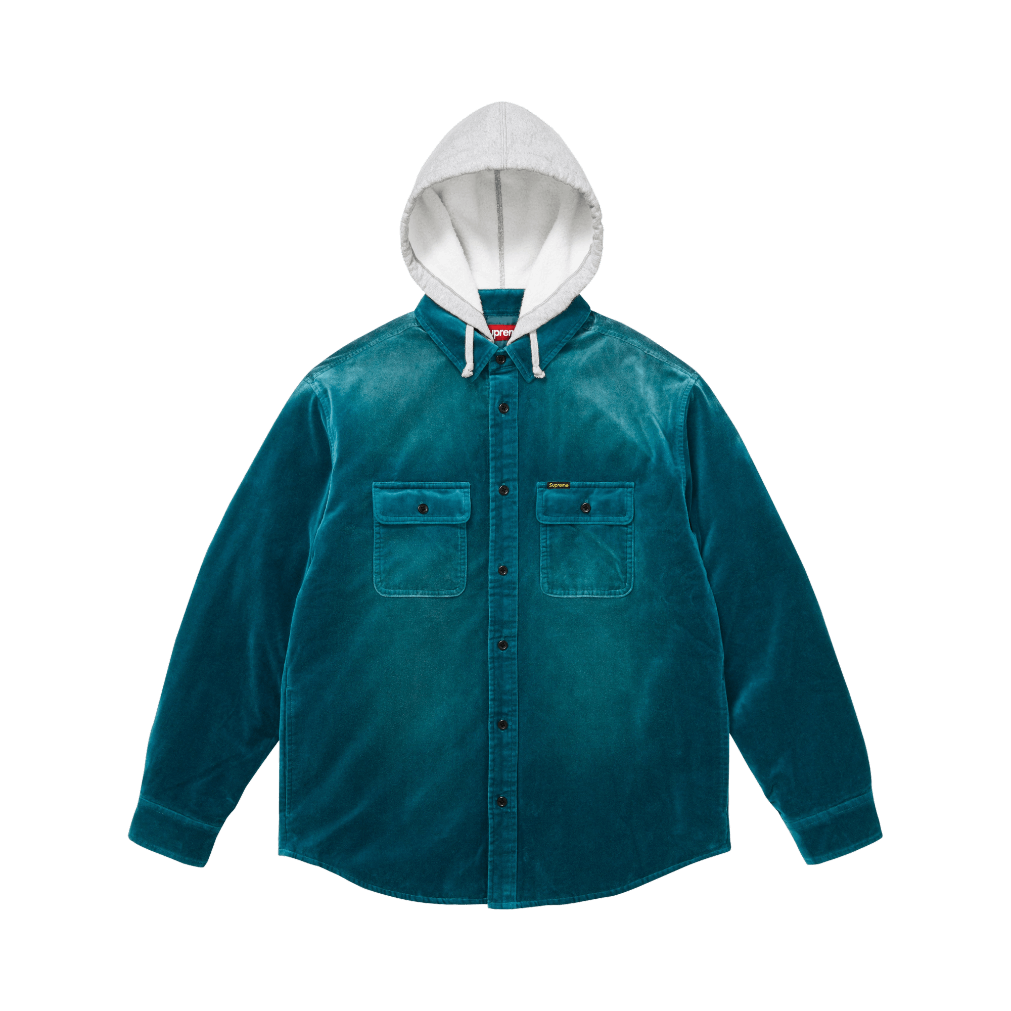 Supreme Quilted Lined Hooded Velvet Shirt 'Teal'
