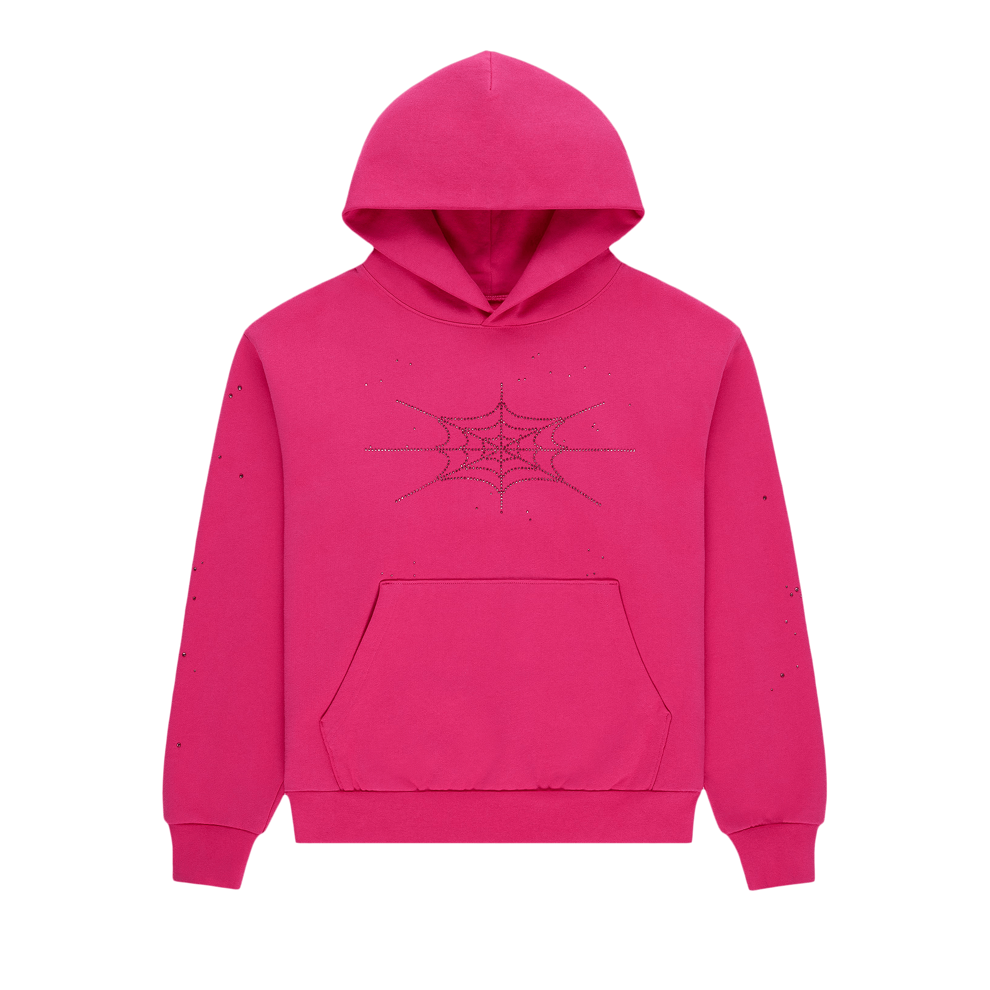 Sp5der Rhinestone Silk Hoodie 'Pink'