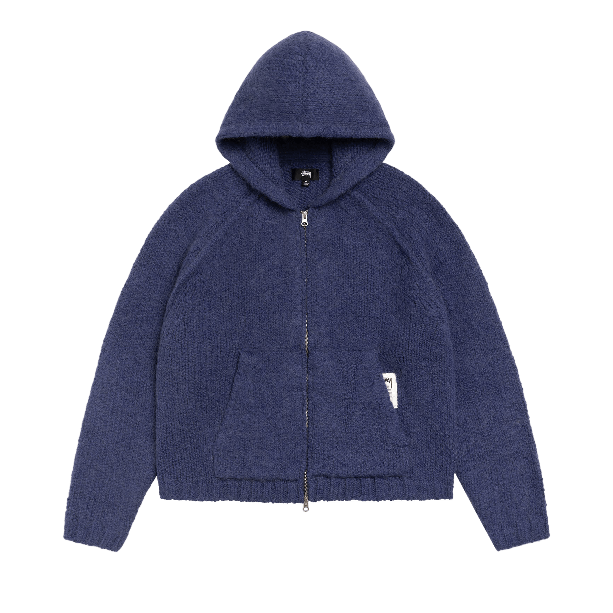 Stussy Chunky Knit Zip Hoodie 'Blue'
