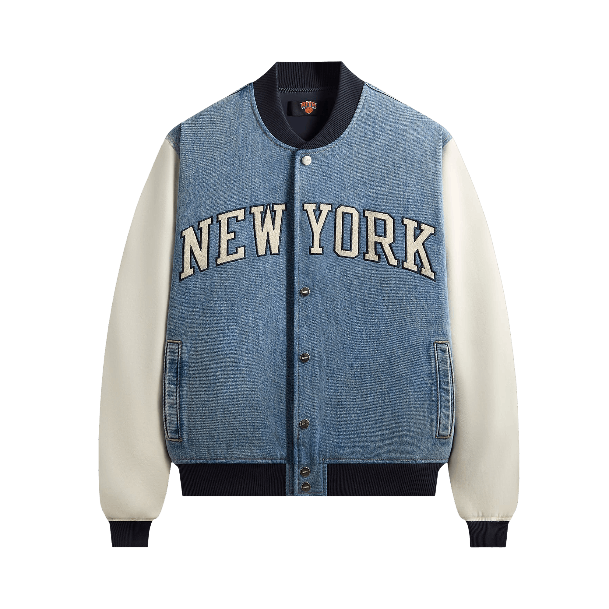 Kith For The New York Knicks Denim Marvin Bomber 'Medium Indigo'