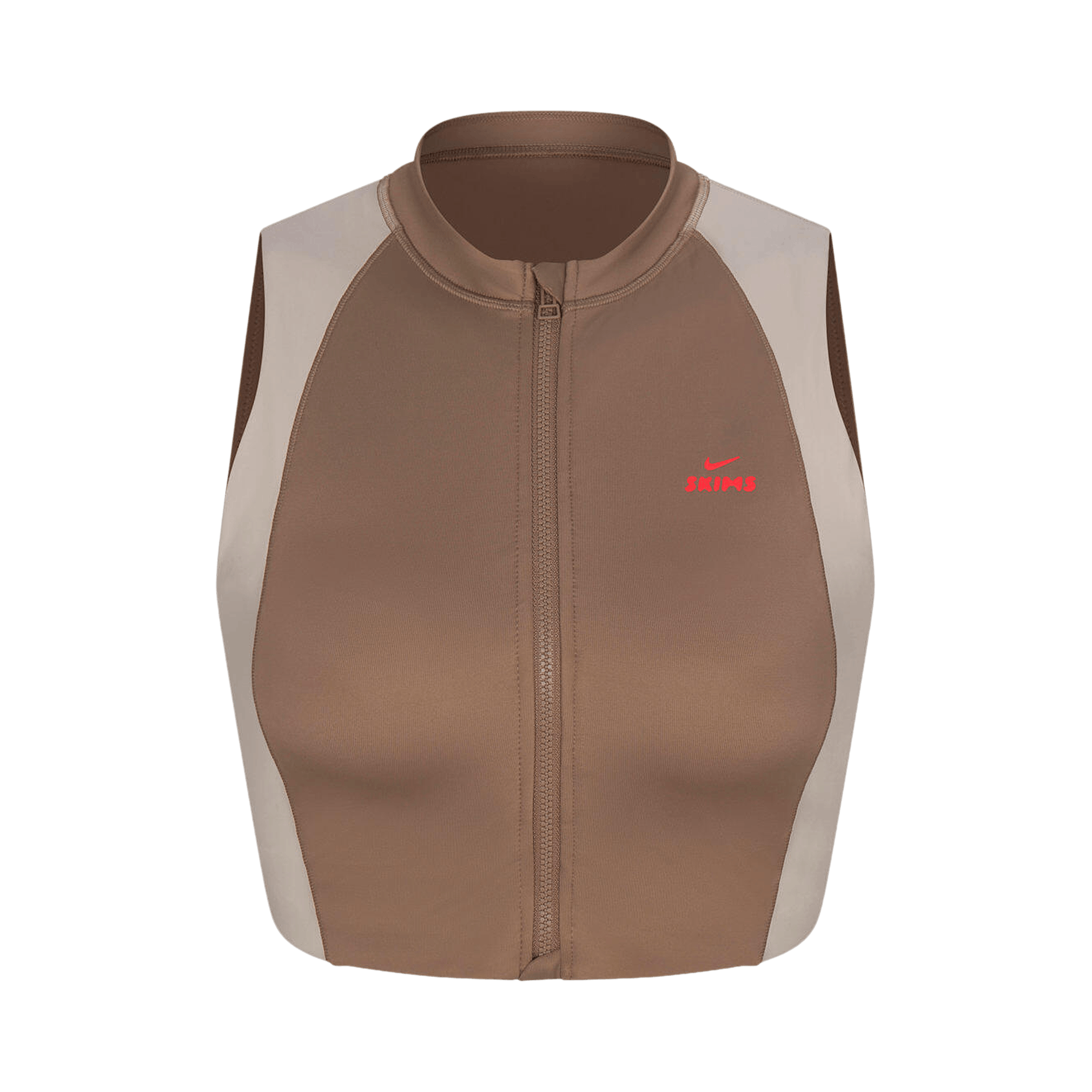 NikeSKIMS Shine Front-Zip Bra 'Truffle/Stone'