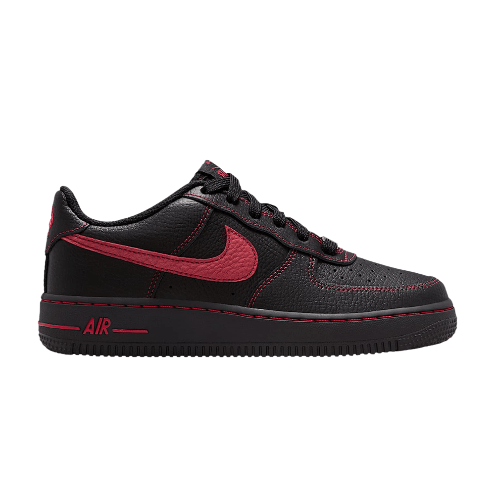 Nike Air Force 1 LV8 GS 'Black/Black/Black/University Red'