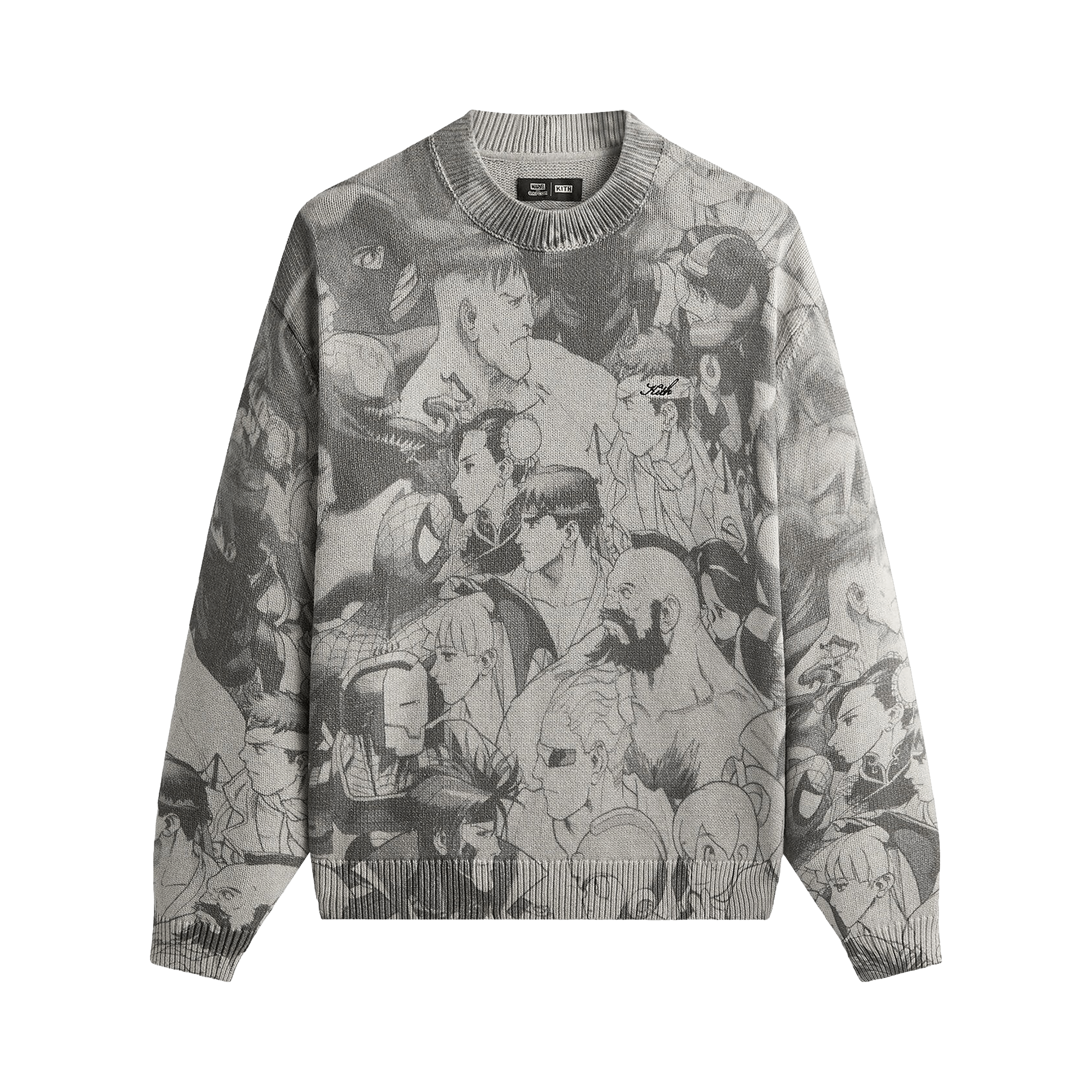 Kith x Marvel vs. Capcom Super Heroes Crewneck Sweater 'Light Heather Grey'