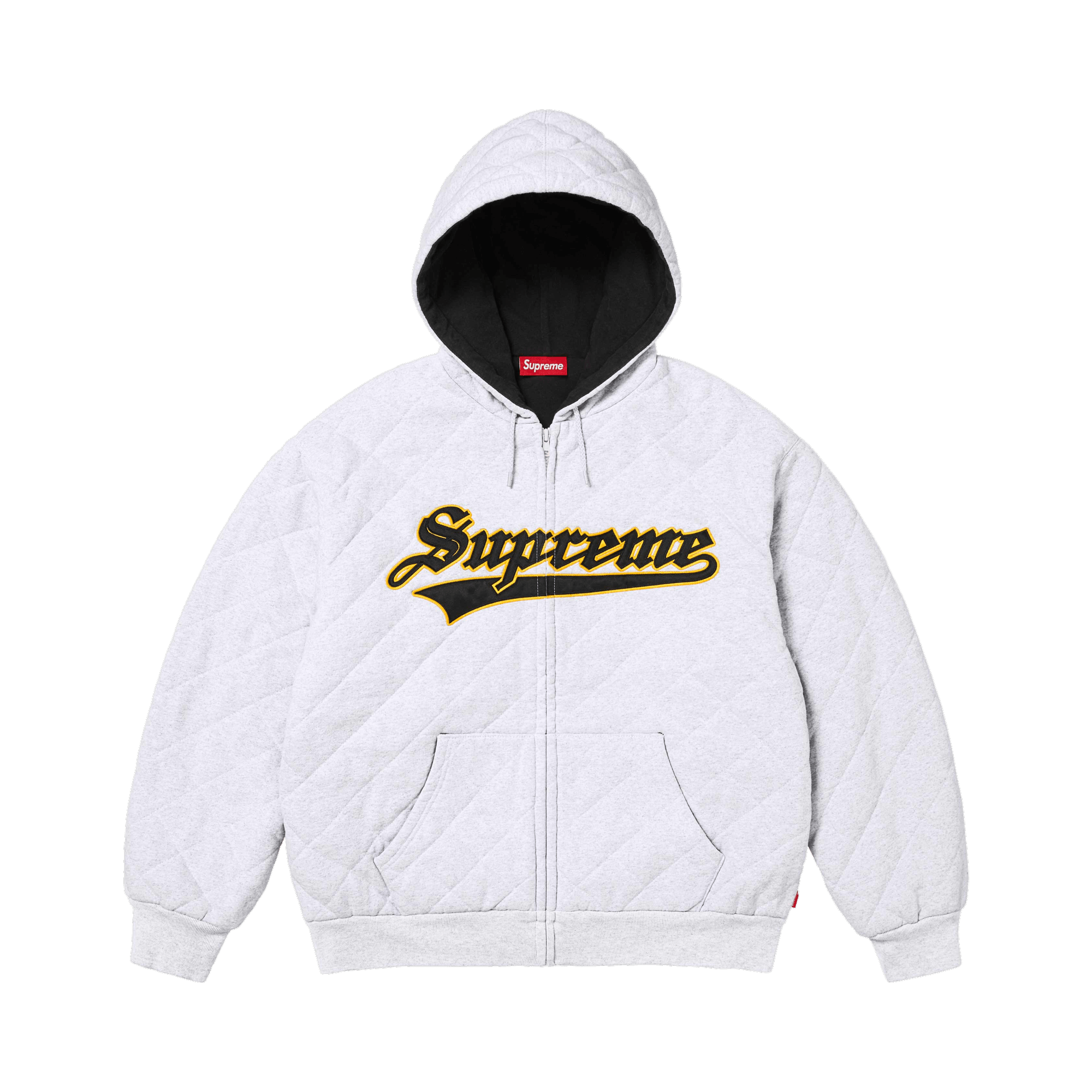 Supreme Quilted Zip Up Hooded Sweatshirt 'Ash Grey'