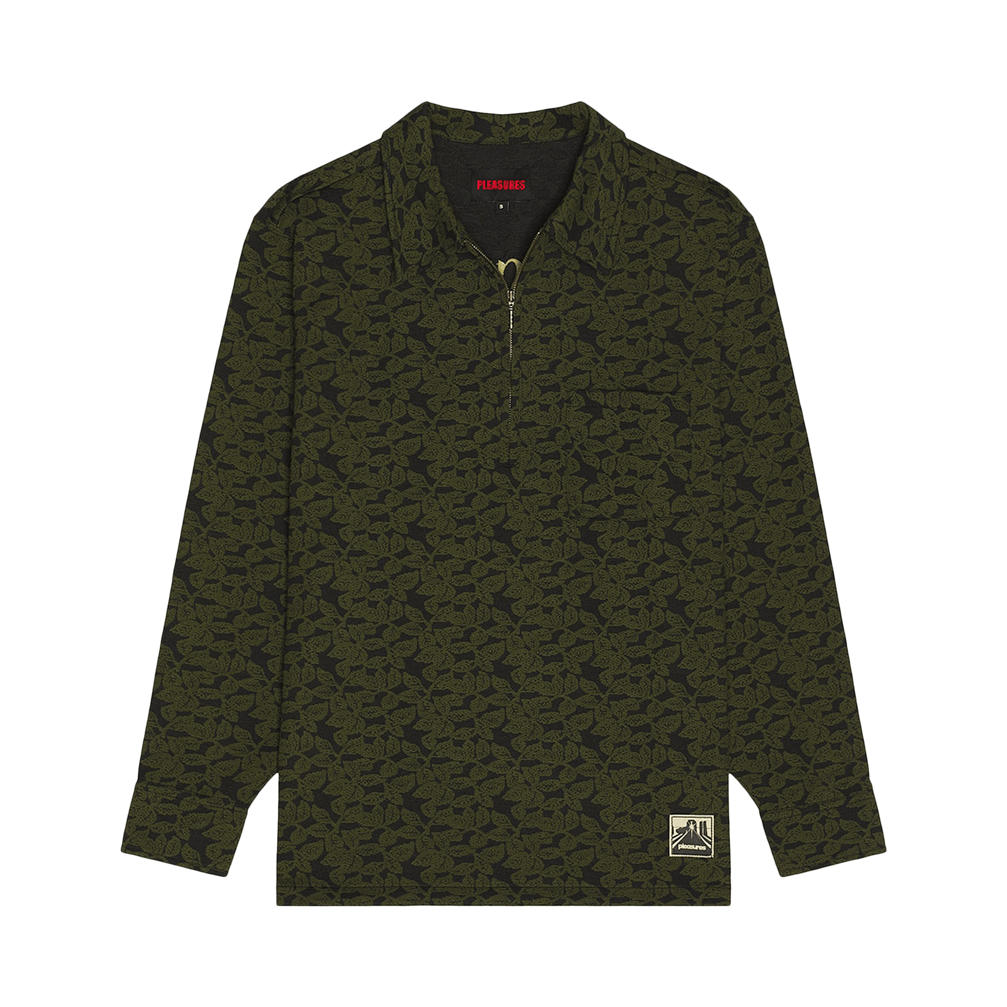 Pleasures Leaf Half Zip Shirt 'Olive'