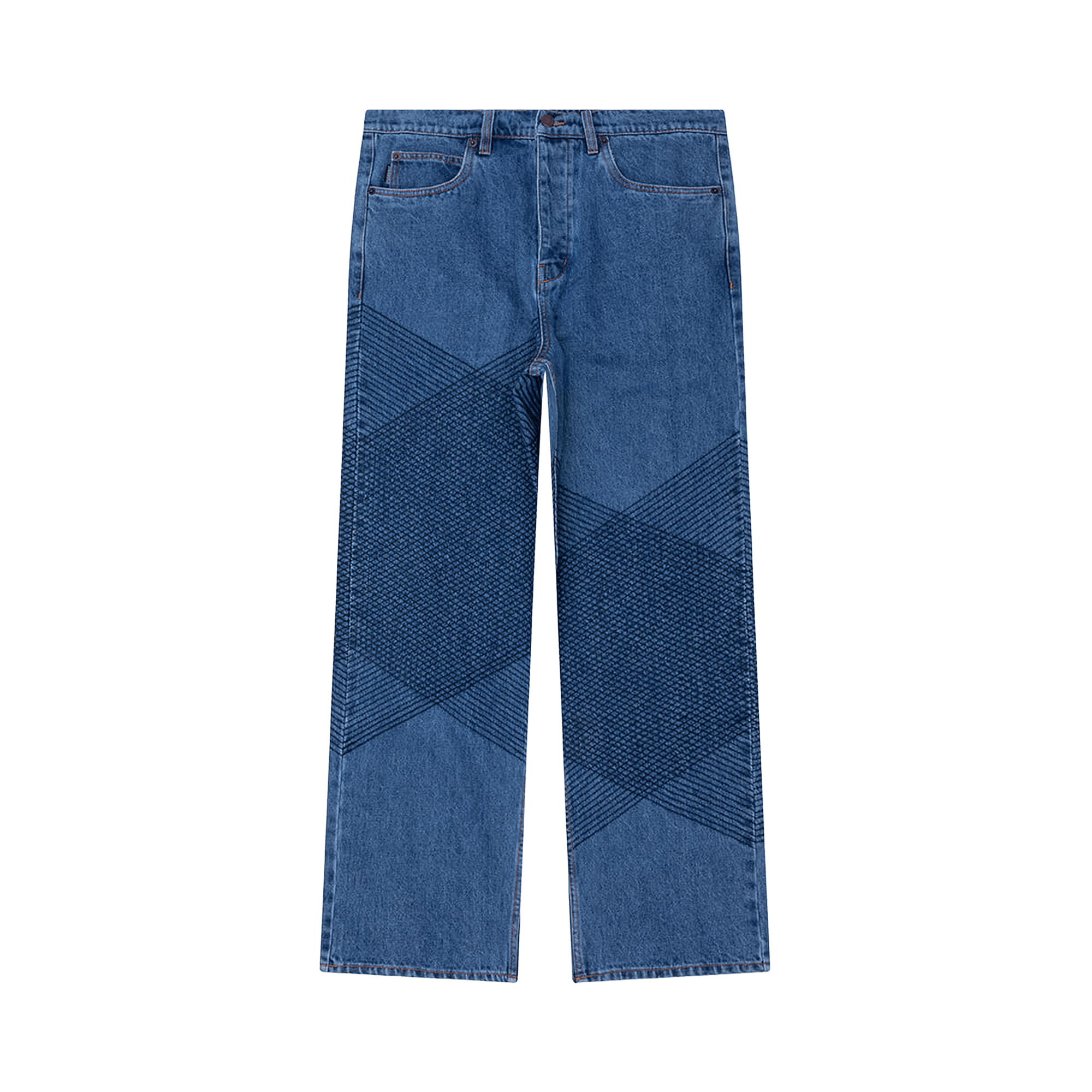 Pleasures Grid Embroidered Baggy Jeans 'Indigo'