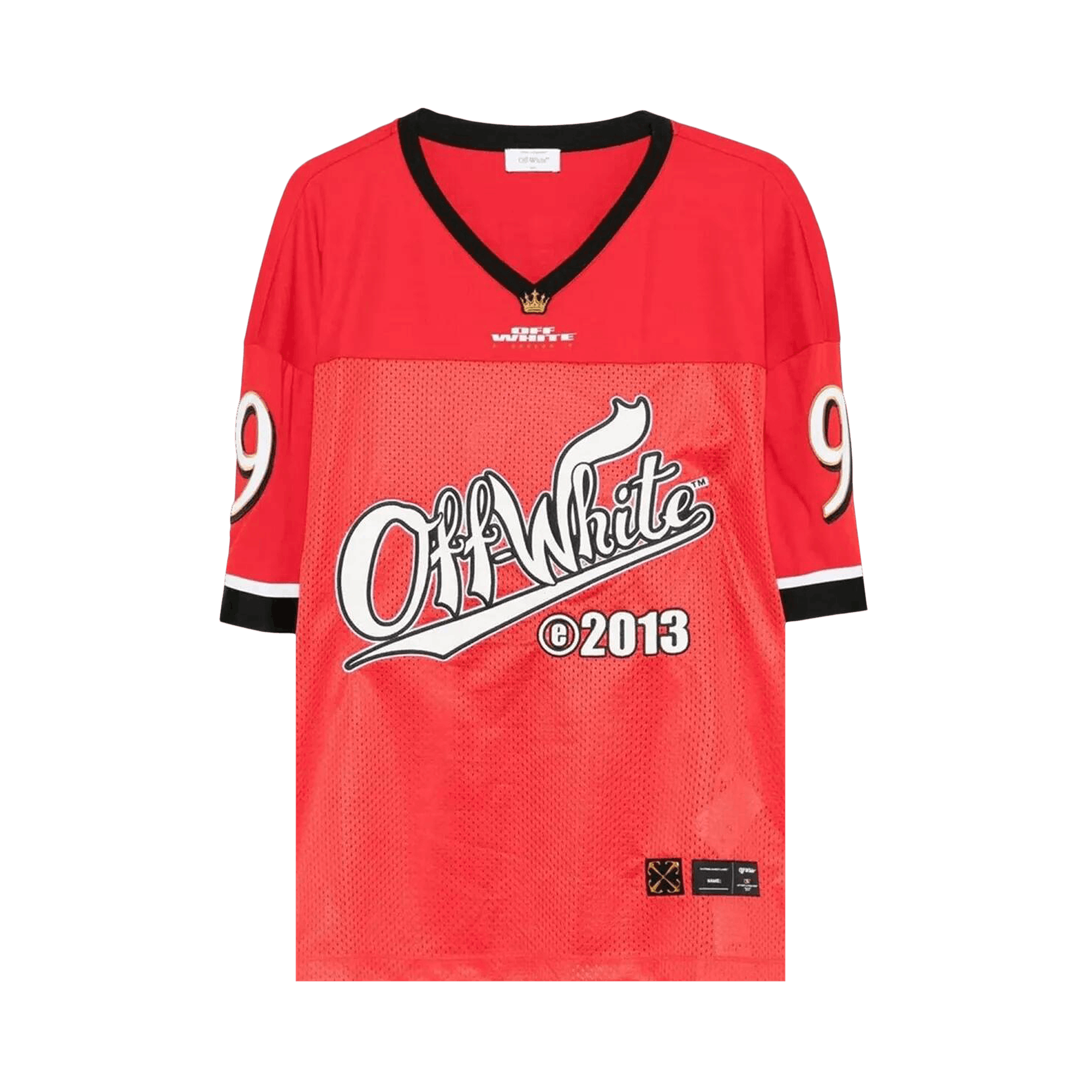 Off-White Type Logo Mesh Football Short-Sleeve T-Shirt 'Red/White'