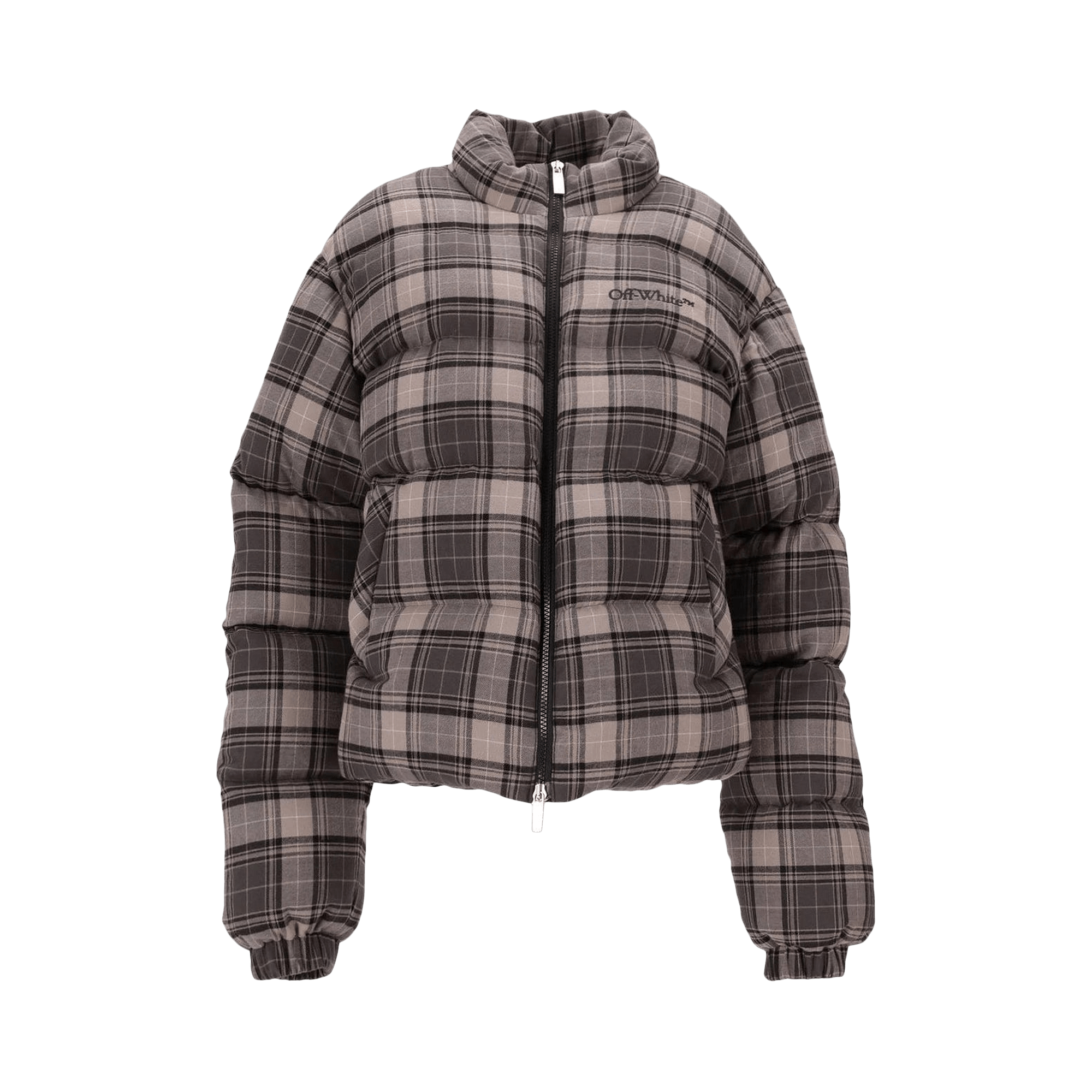 Off-White Spray Check Flannel Down Jacket 'Dark Grey/Black'