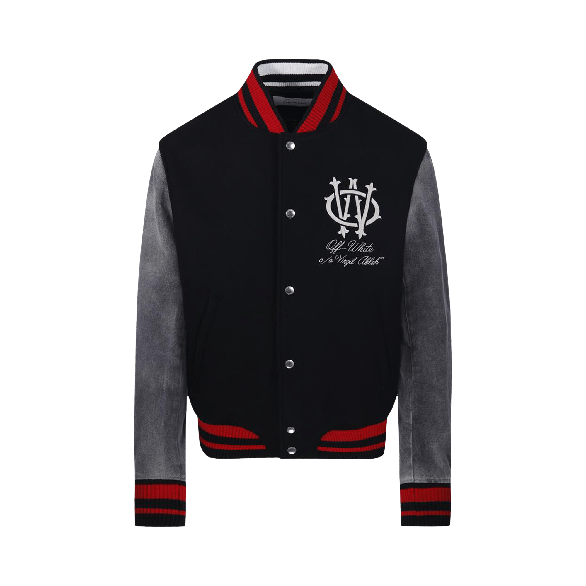 Off-White Gothinc Wool Regular Varsity Bomber 'Black/Red/Grey'