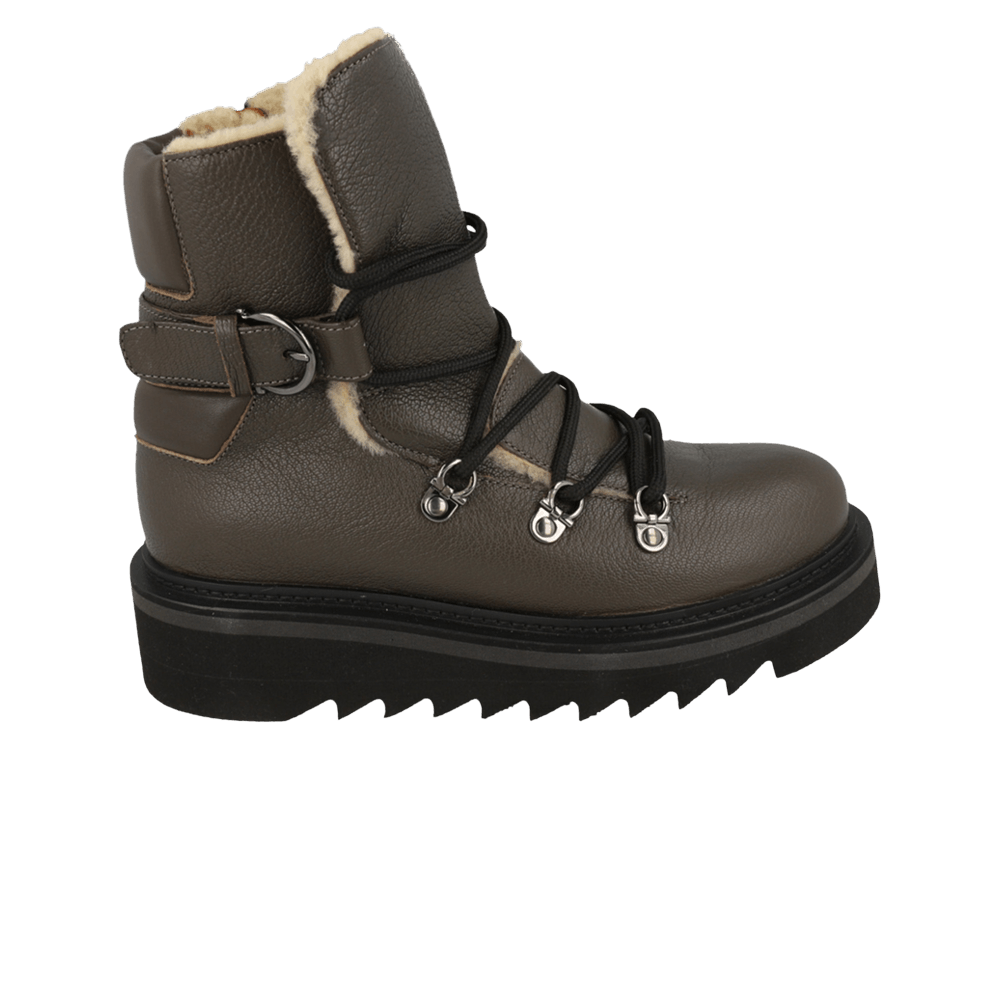 Ferragamo Wmns Elimo F Leather Boot 'Dark Grey'