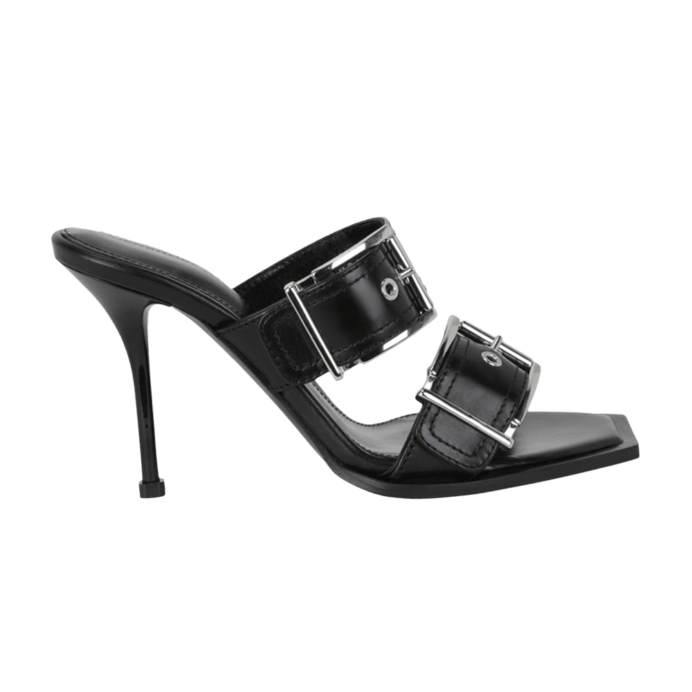 Alexander McQueen Wmns Double Buckle Punk Mule 'Black Silver'