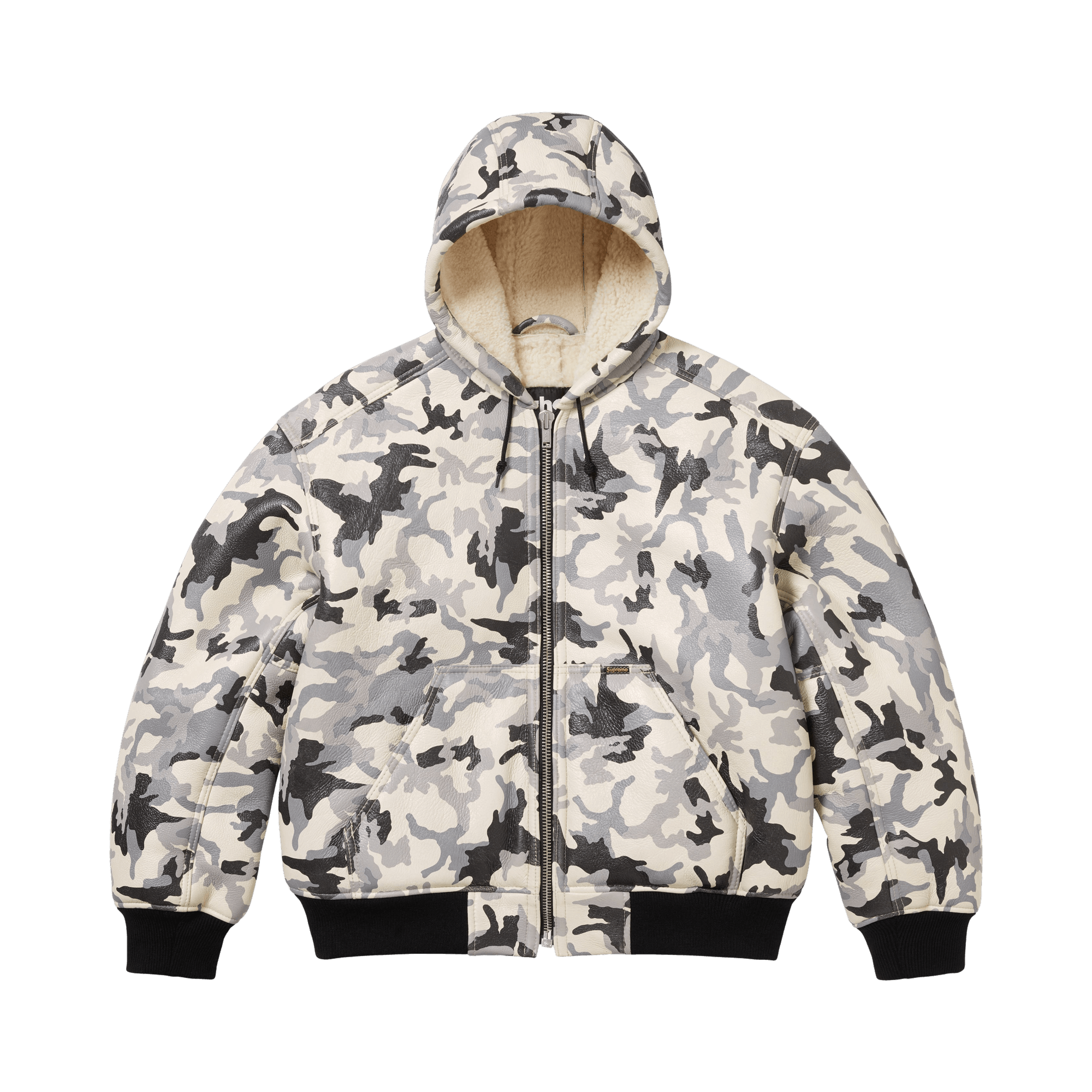 Supreme x Schott Shearling Hooded Work Jacket 'Snow Camo'