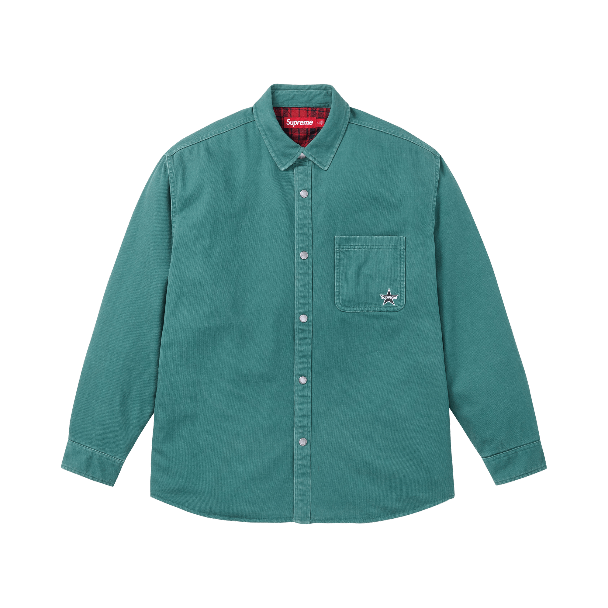 Supreme Quilted Lined Denim Snap Shirt 'Dusty Teal'