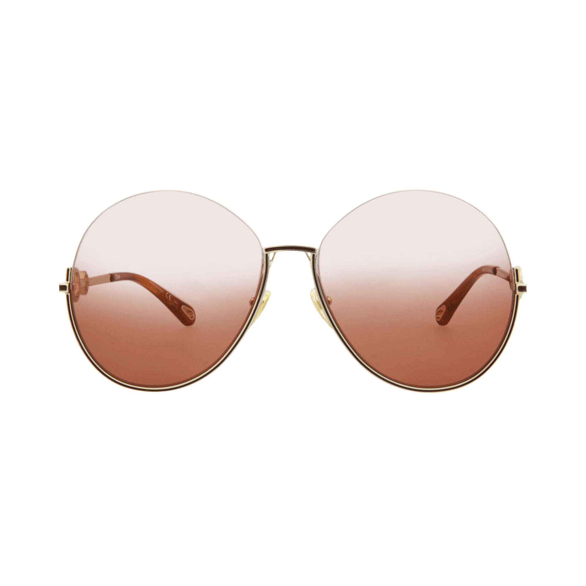 Chloé Round Frame Metal Sunglasses 'Gold/Orange'