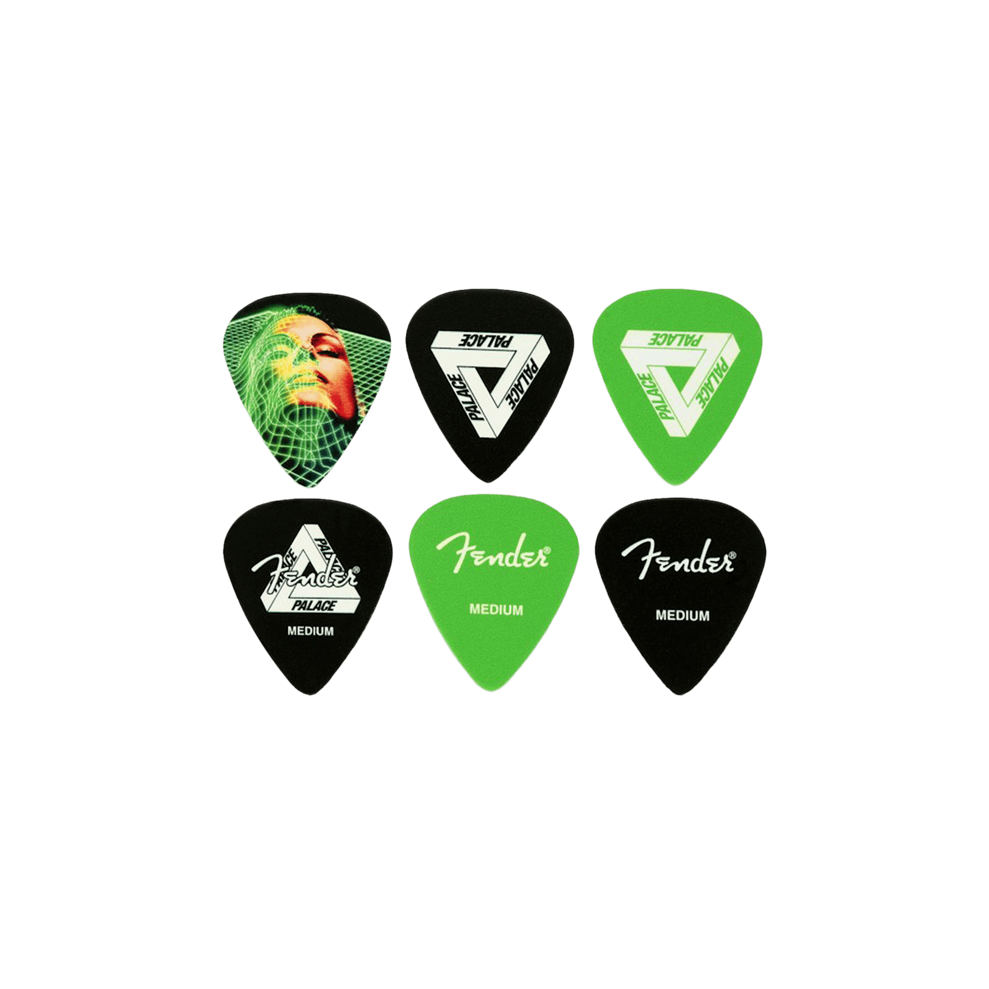 Palace Fender Medium Pick 6 Pack 'Green'