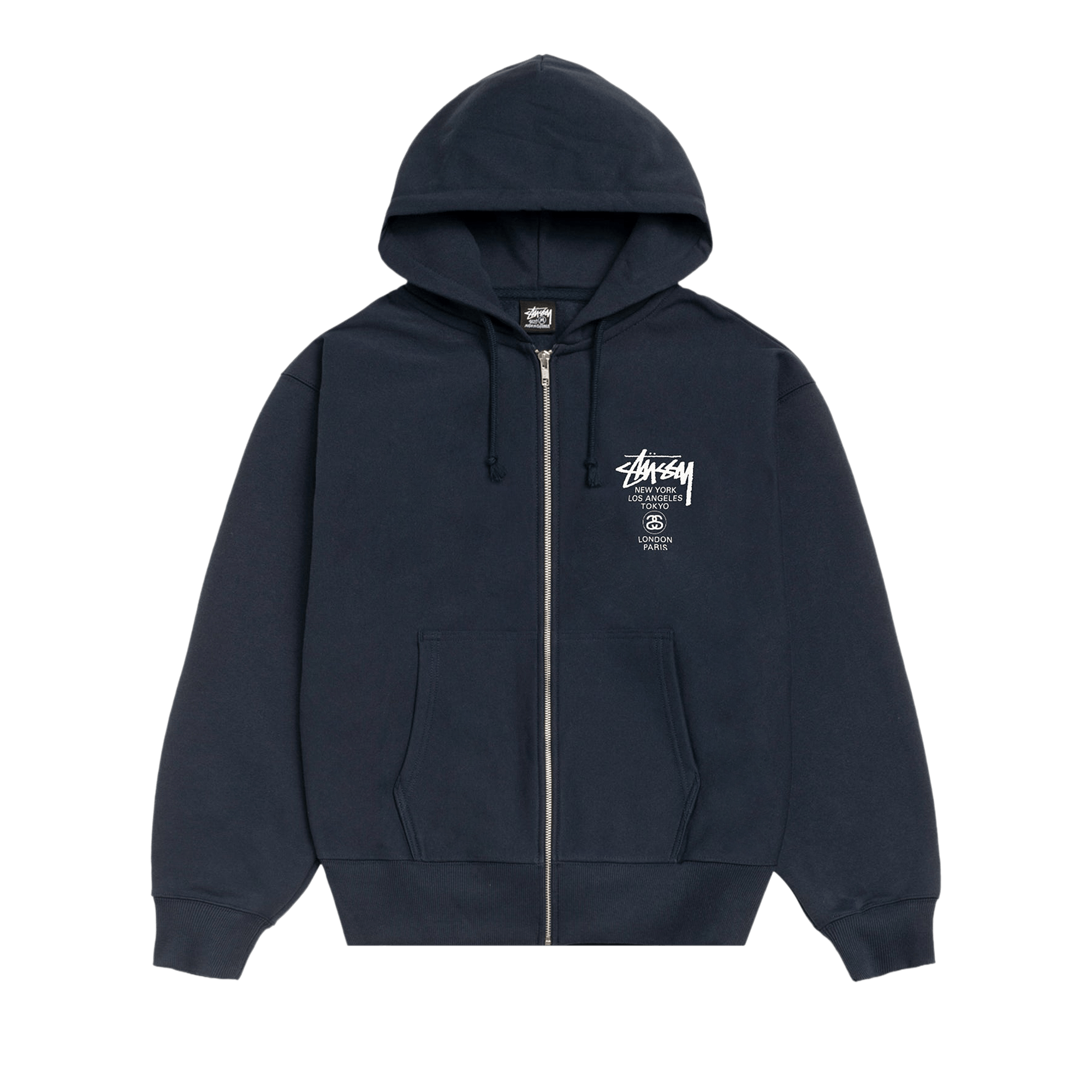 Stussy World Tour Zip Hoodie 'Navy'
