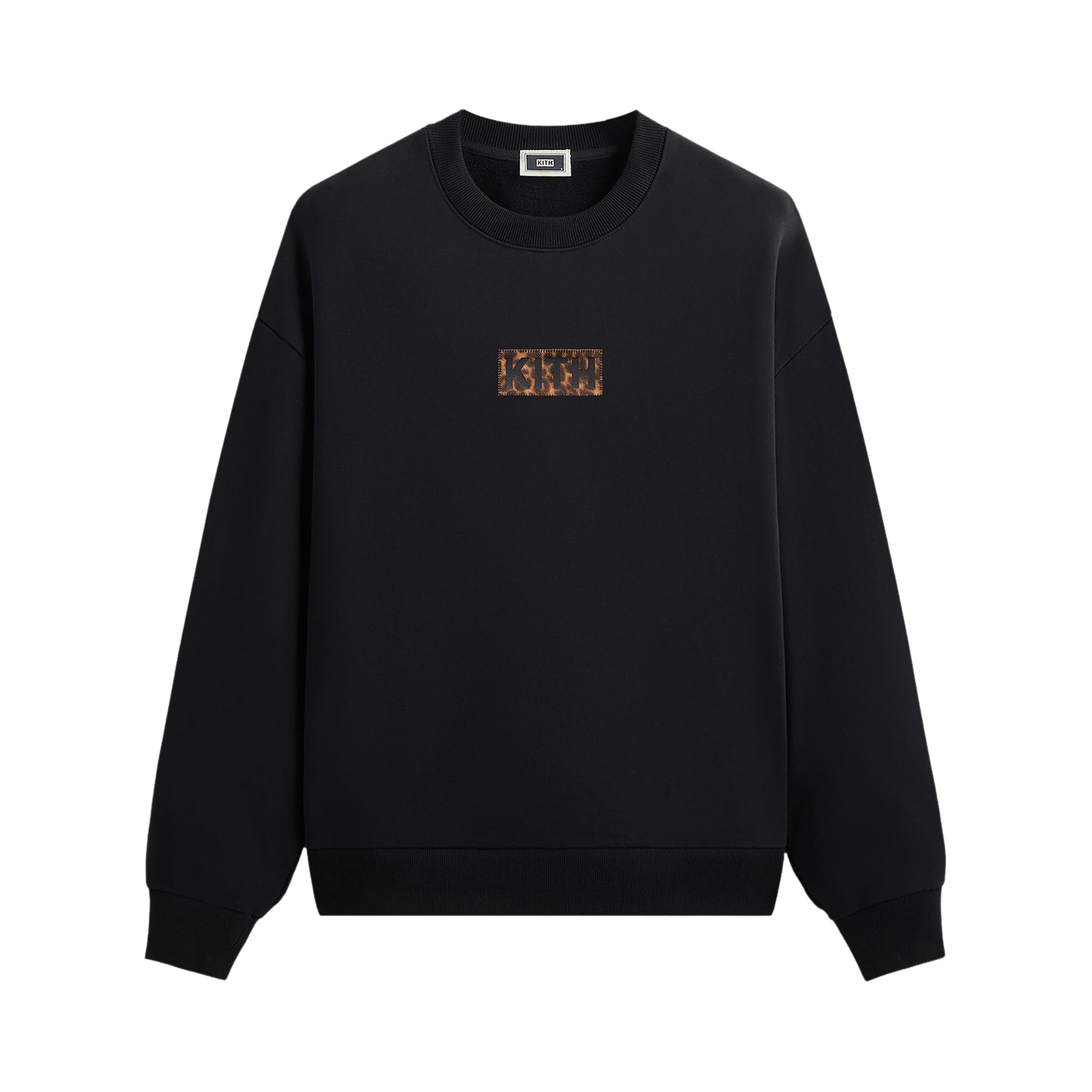Kith Classic Logo Leopard Applique Nelson Crewneck 'Black'