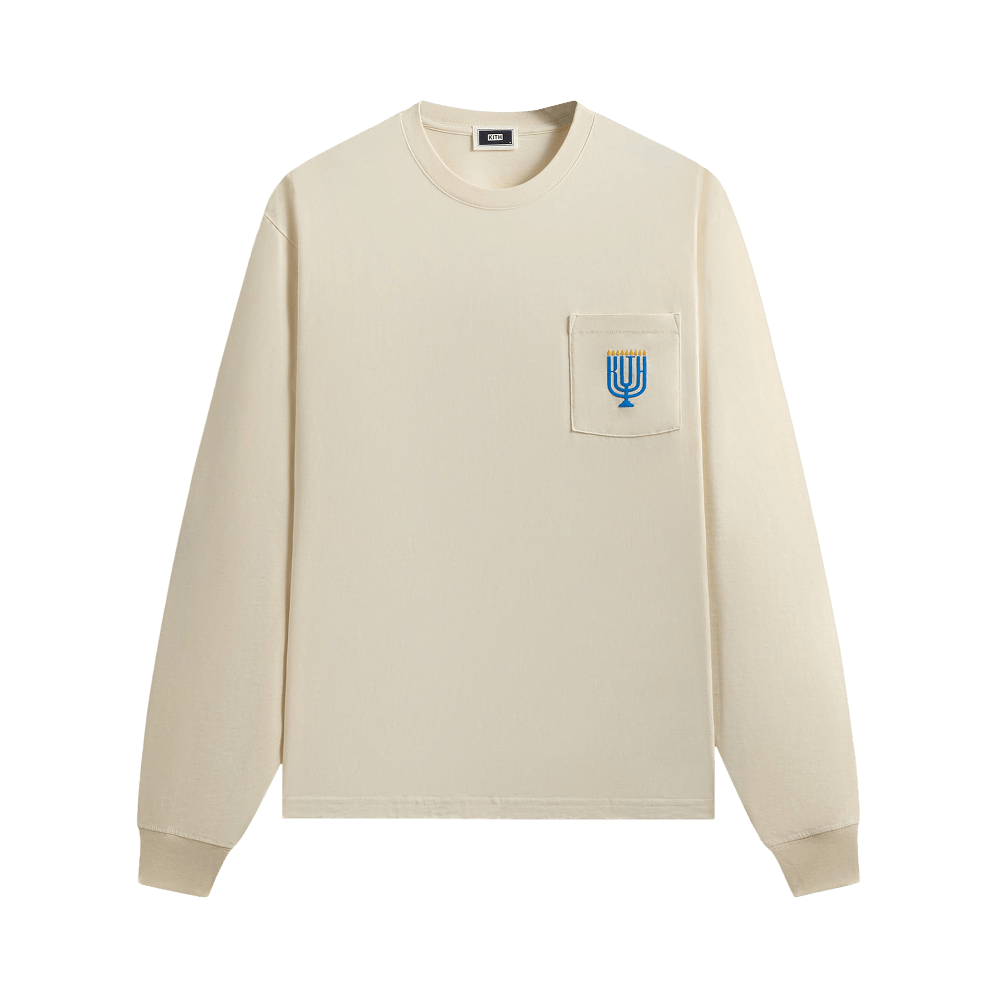 Kith Hanukkah Stained Glass Long Sleeve Pocket Tee 'Sandrift'