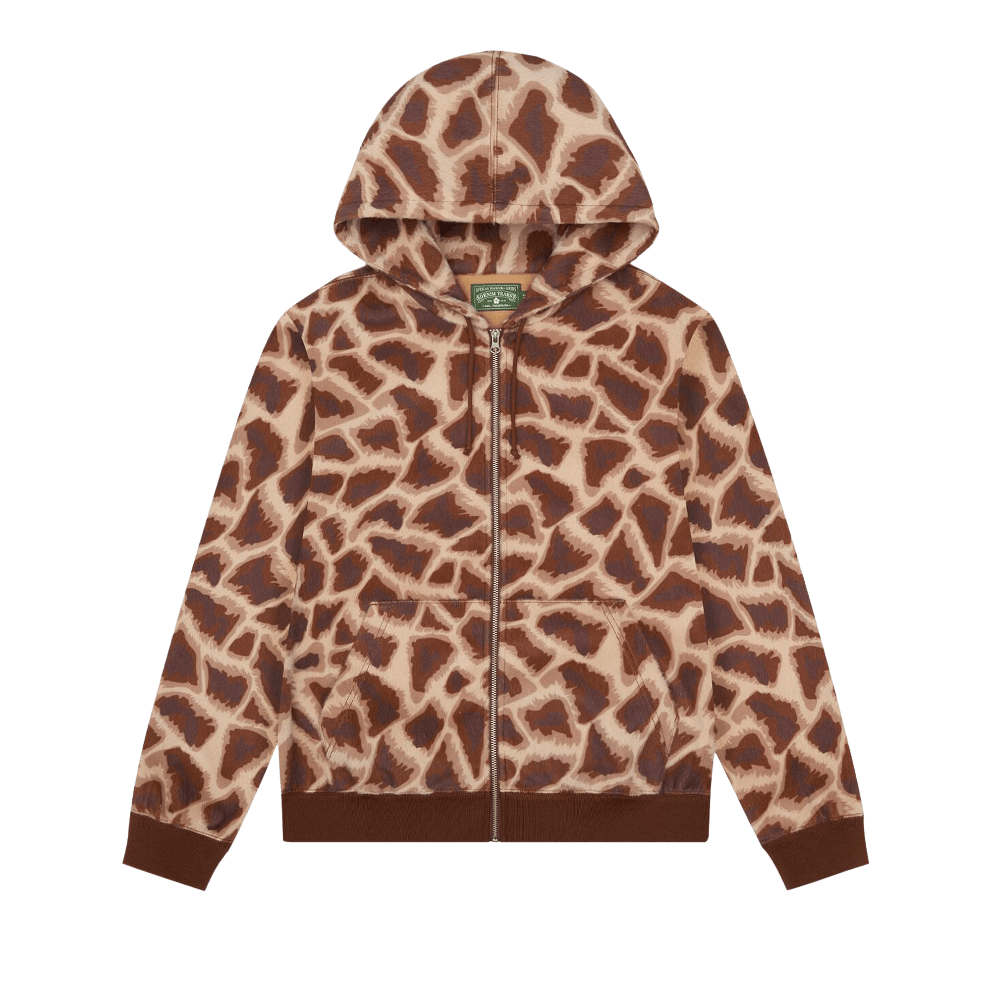 Denim Tears Faux Fur Giraffe Print Hoodie 'Brown'