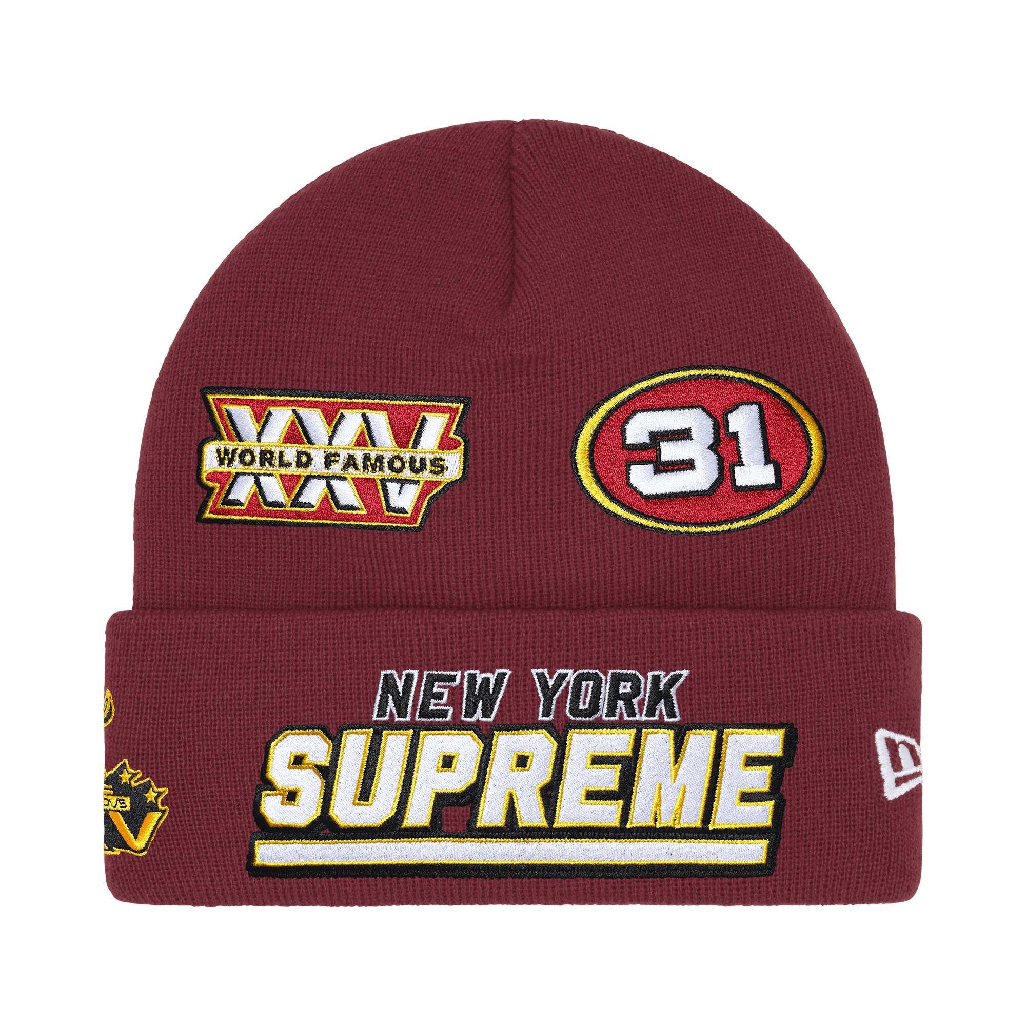 Supreme New Era Football Beanie 'Cardinal'